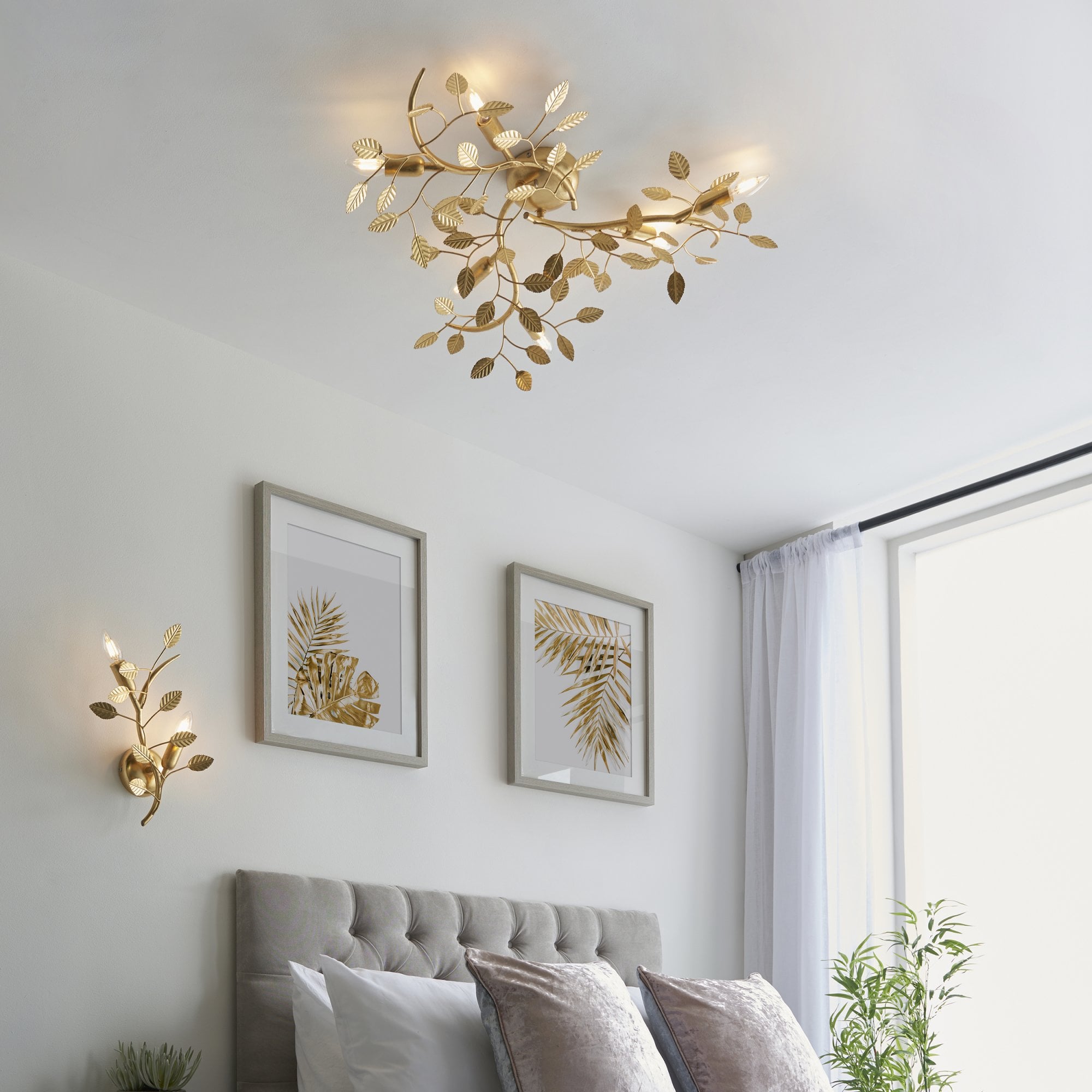 Endon Linette 6 Light Flush Fitting - Gold Leaf