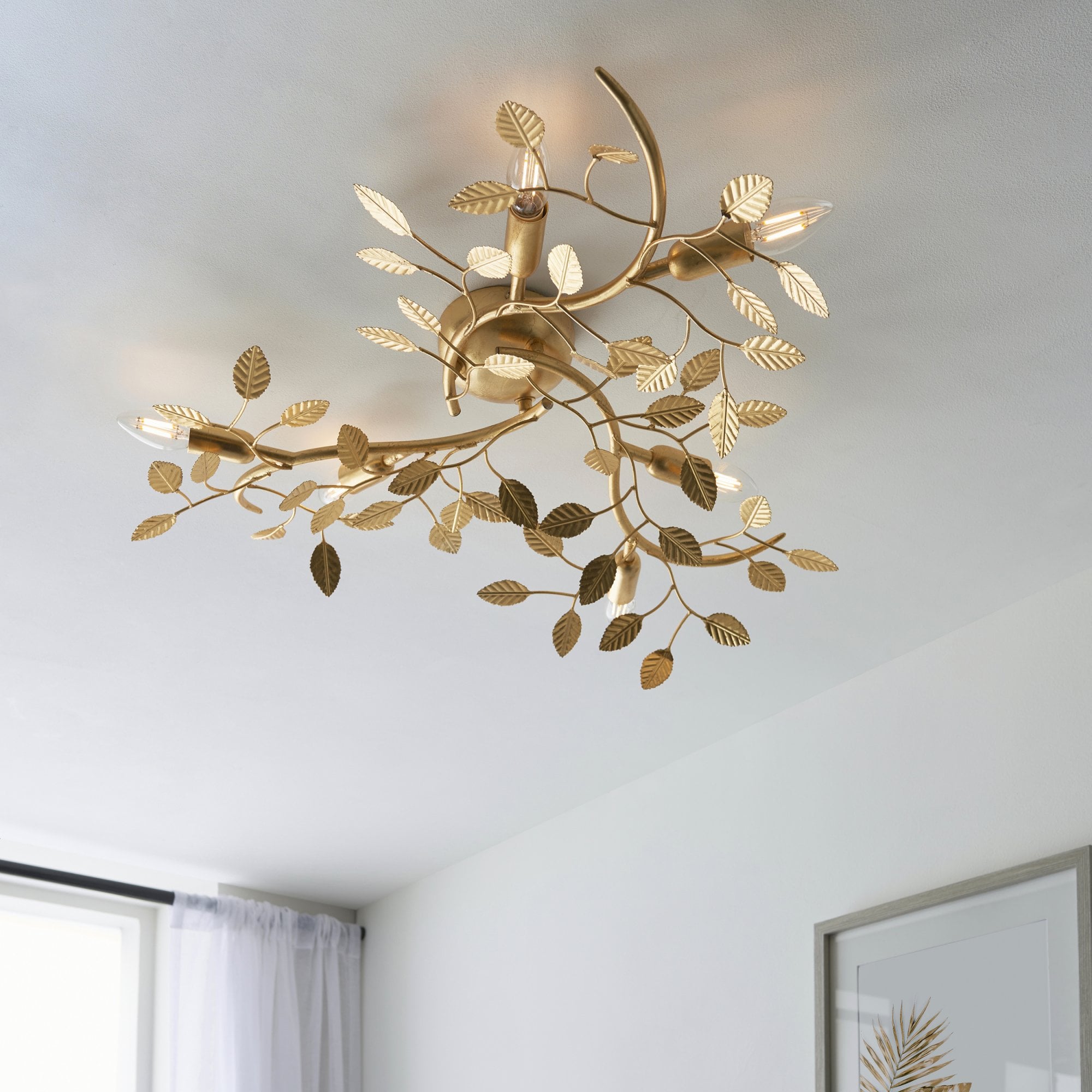 Endon Linette 6 Light Flush Fitting - Gold Leaf