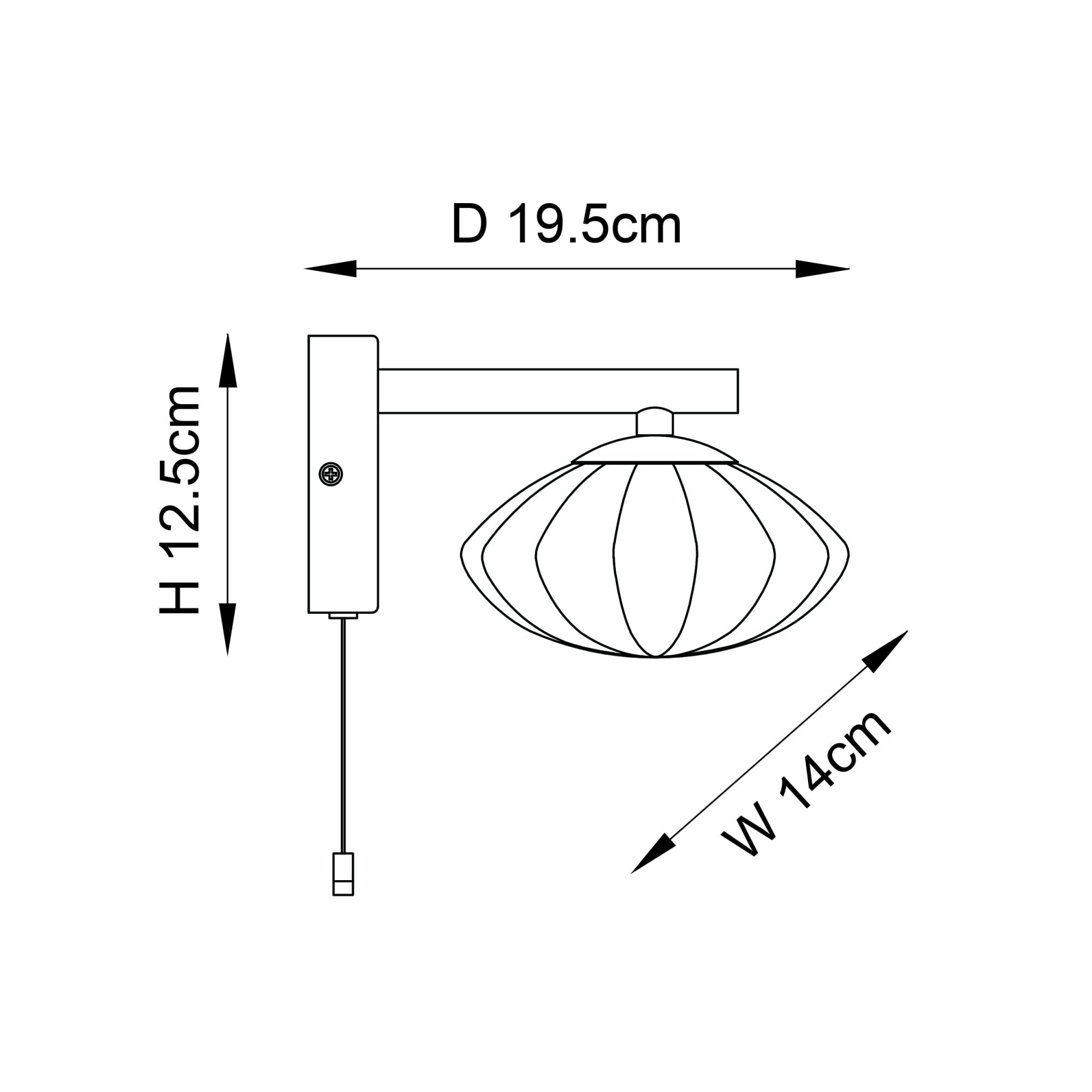 Endon Current Single Wall Light - Brushed Gold & Clear Ribbed Glass