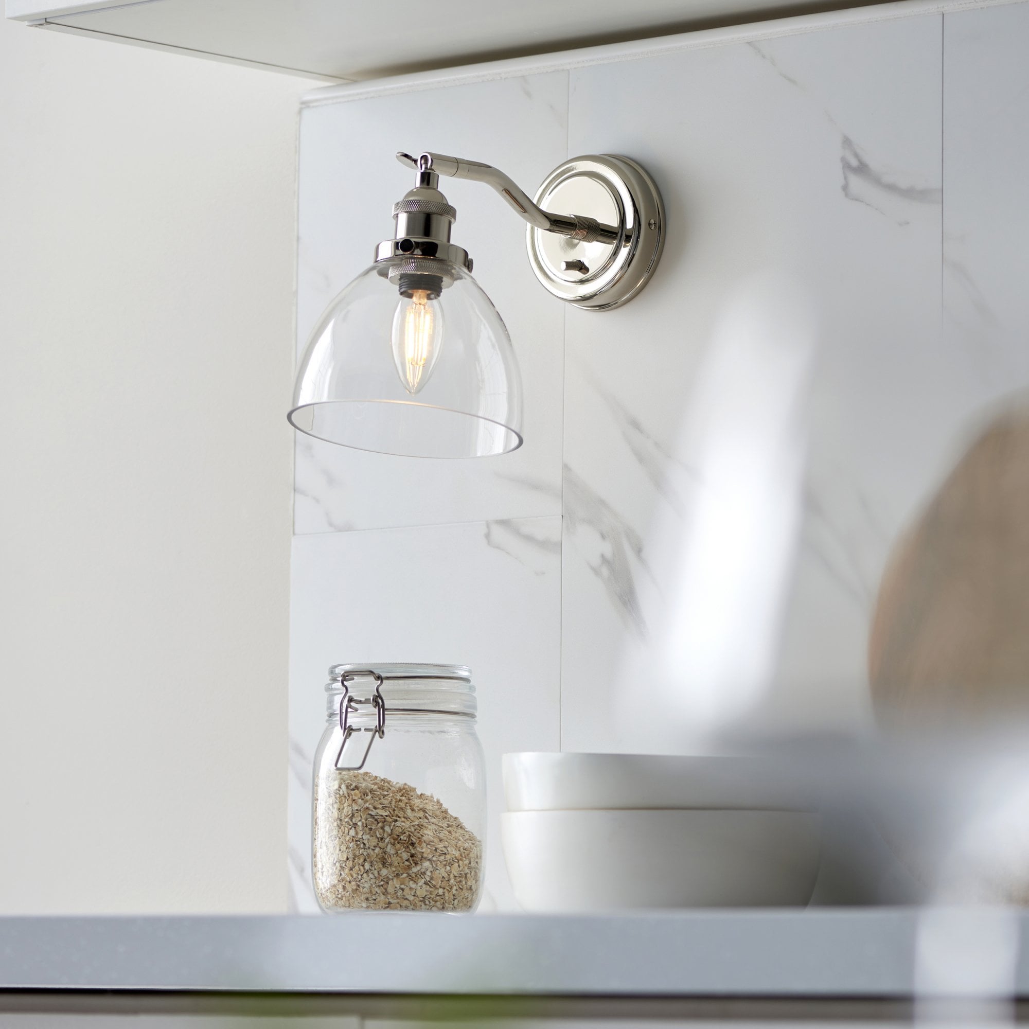 Endon Hansen Single Wall Light - Bright Nickel