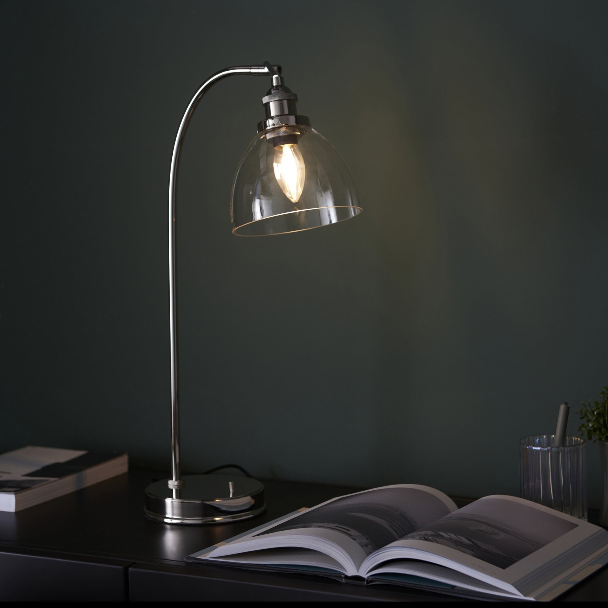 Endon Hansen Single Light Table Lamp - Bright Nickel