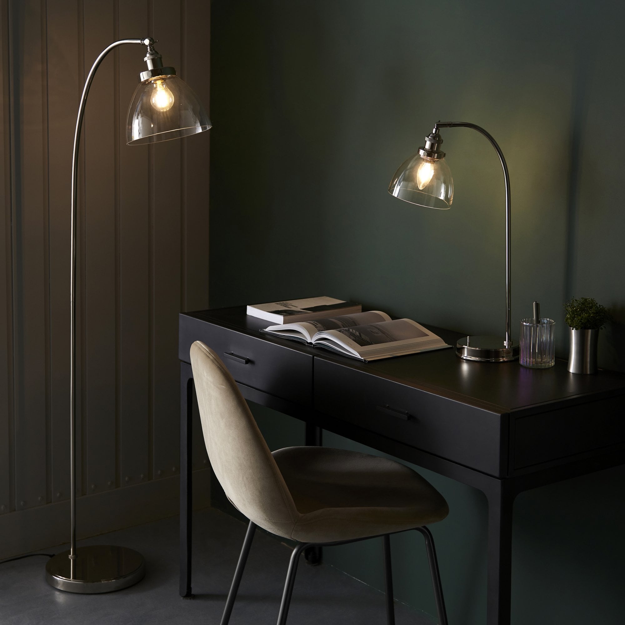 Endon Hansen Single Light Table Lamp - Bright Nickel