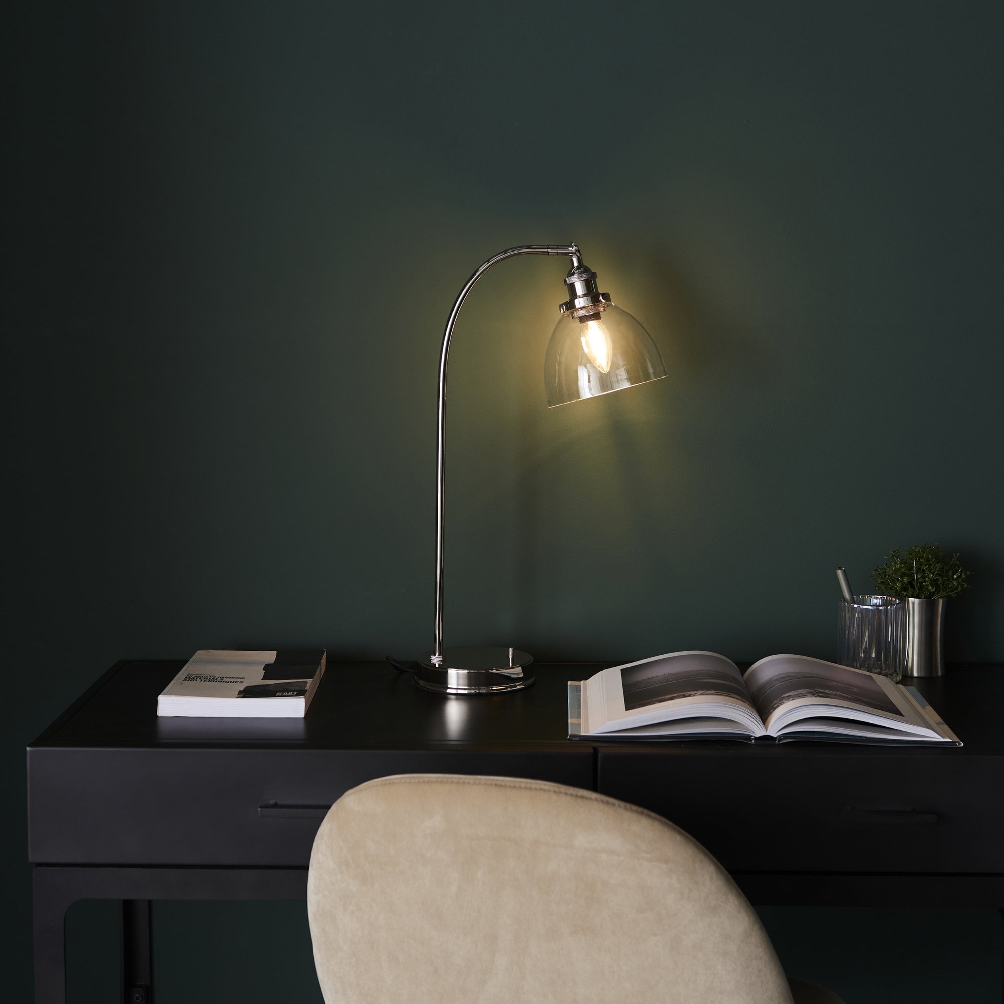 Endon Hansen Single Light Table Lamp - Bright Nickel