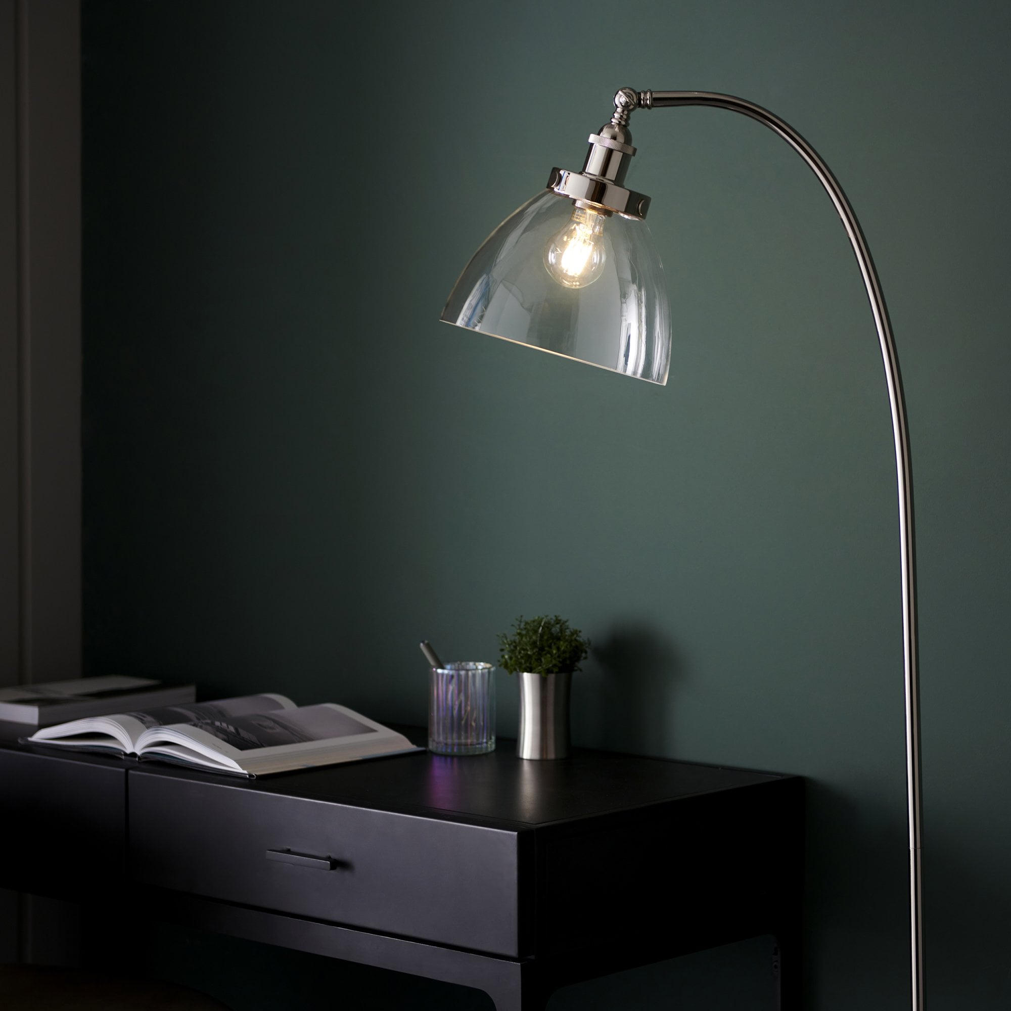 Endon Hansen Single Light Floor Lamp - Bright Nickel