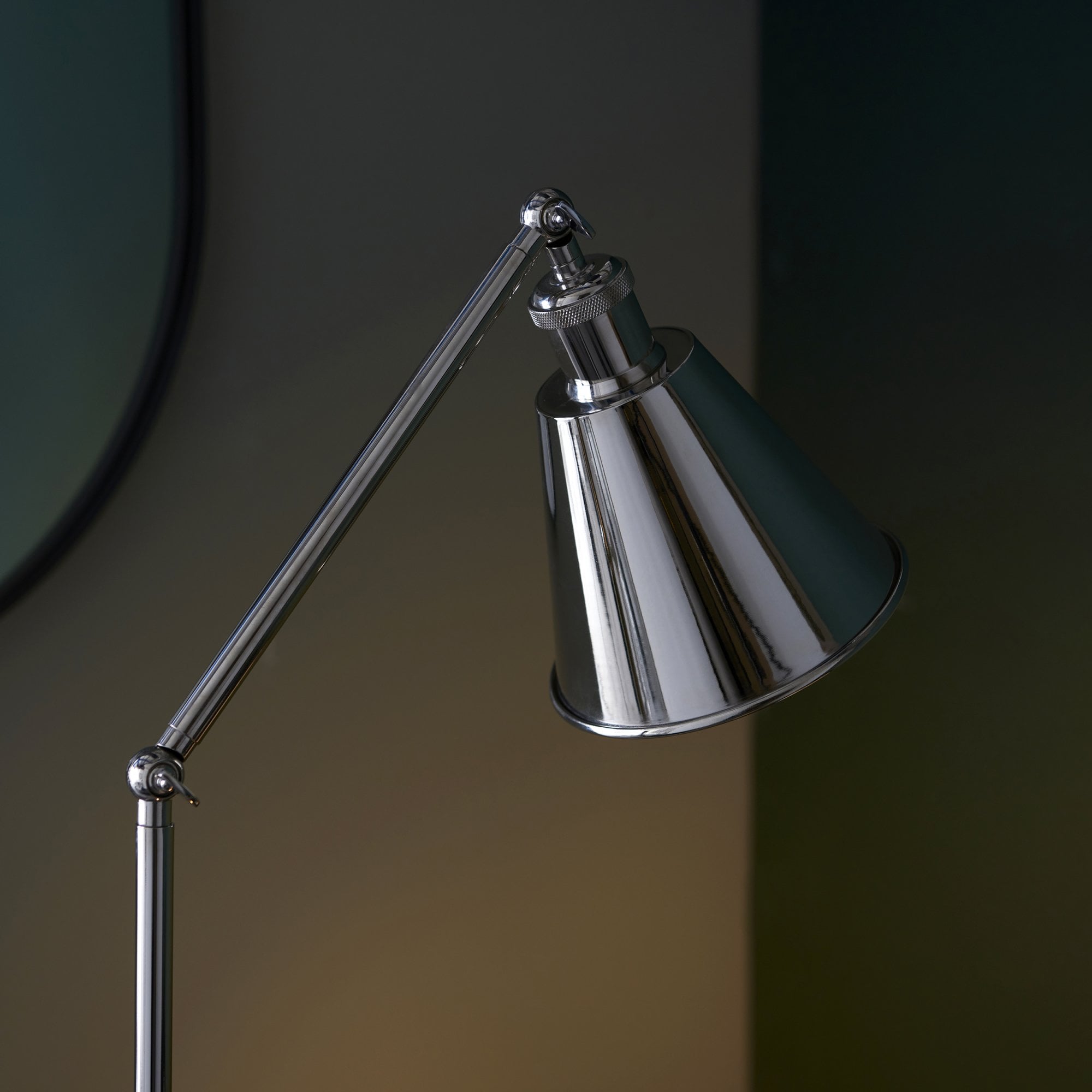 Endon Hal Single Light Floor Lamp - Bright Nickel & Satin White