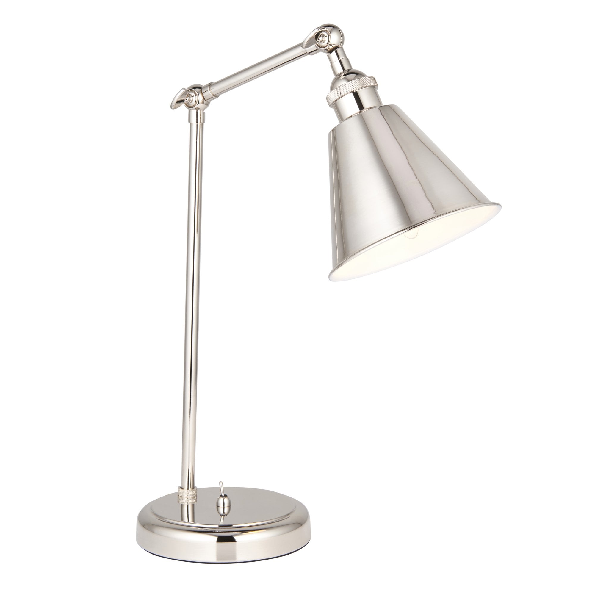 Endon Hal Single Light Table Lamp - Bright Nickel & Satin White