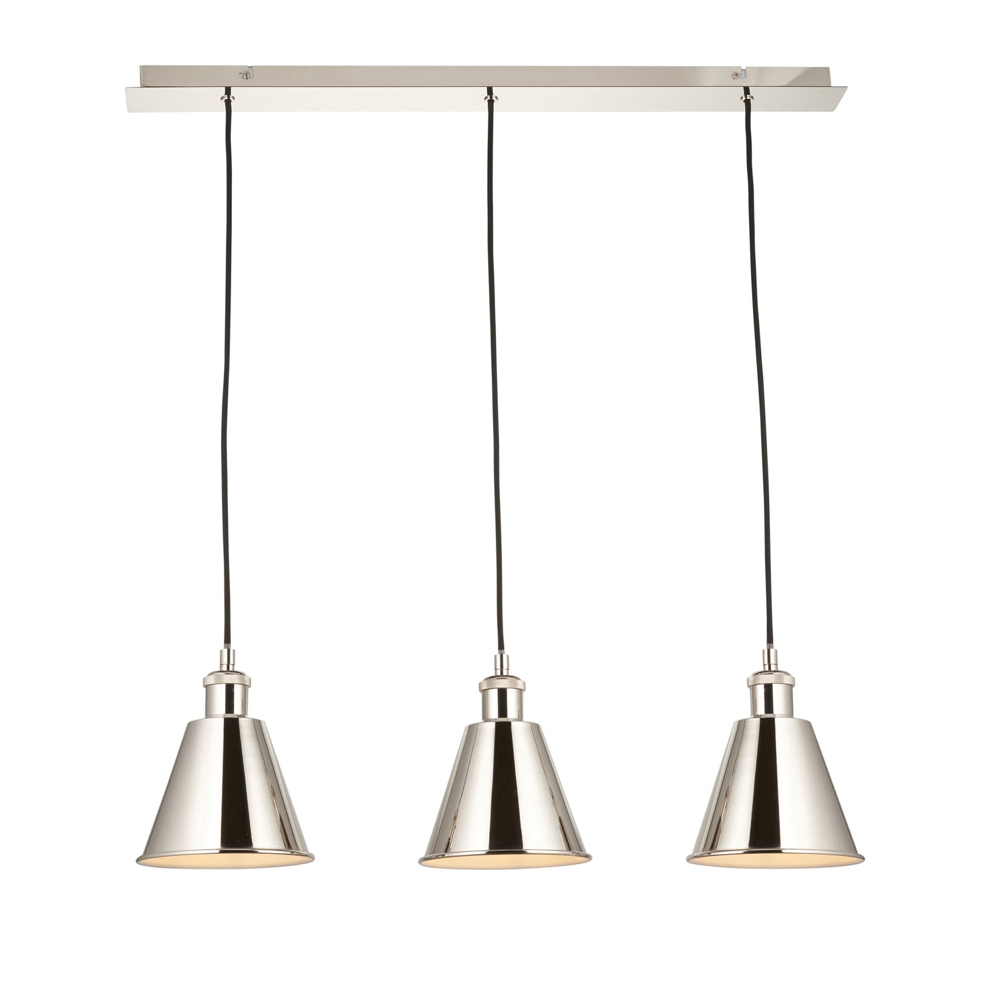 Endon Hal 3 Light Linear Pendant - Bright Nickel & Satin White