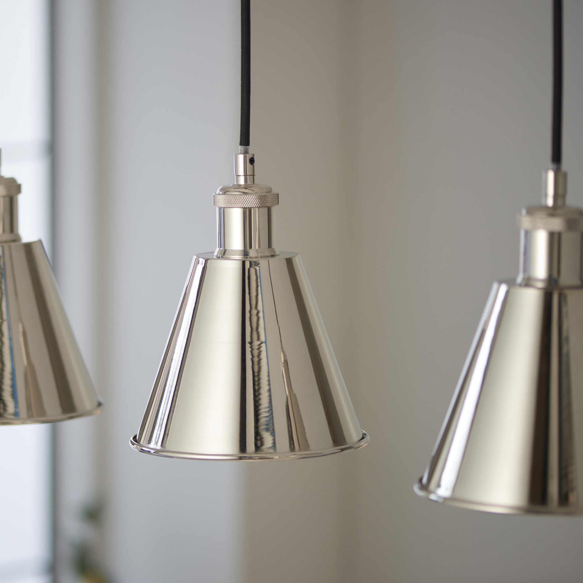 Endon Hal 3 Light Linear Pendant - Bright Nickel & Satin White