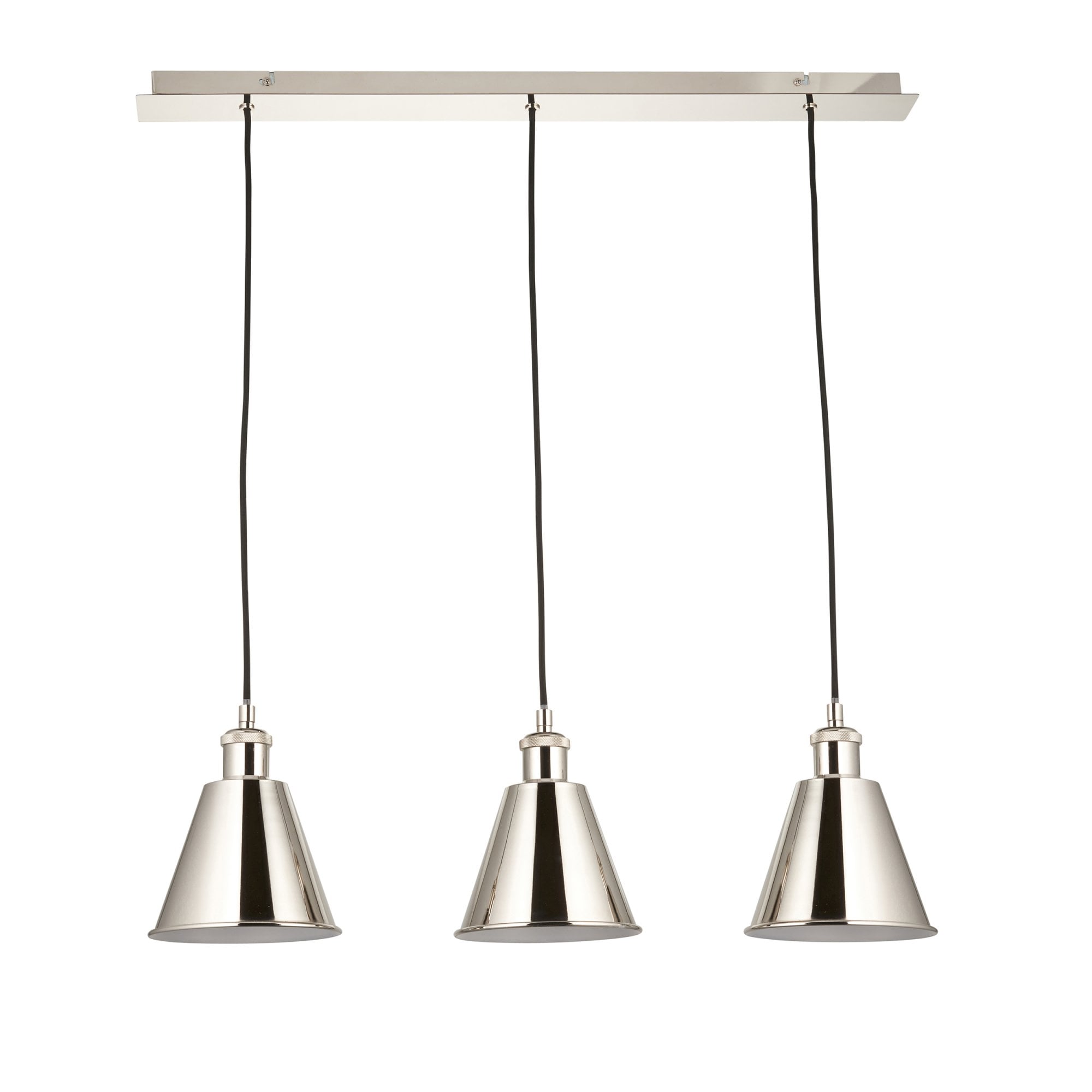 Endon Hal 3 Light Linear Pendant - Bright Nickel & Satin White