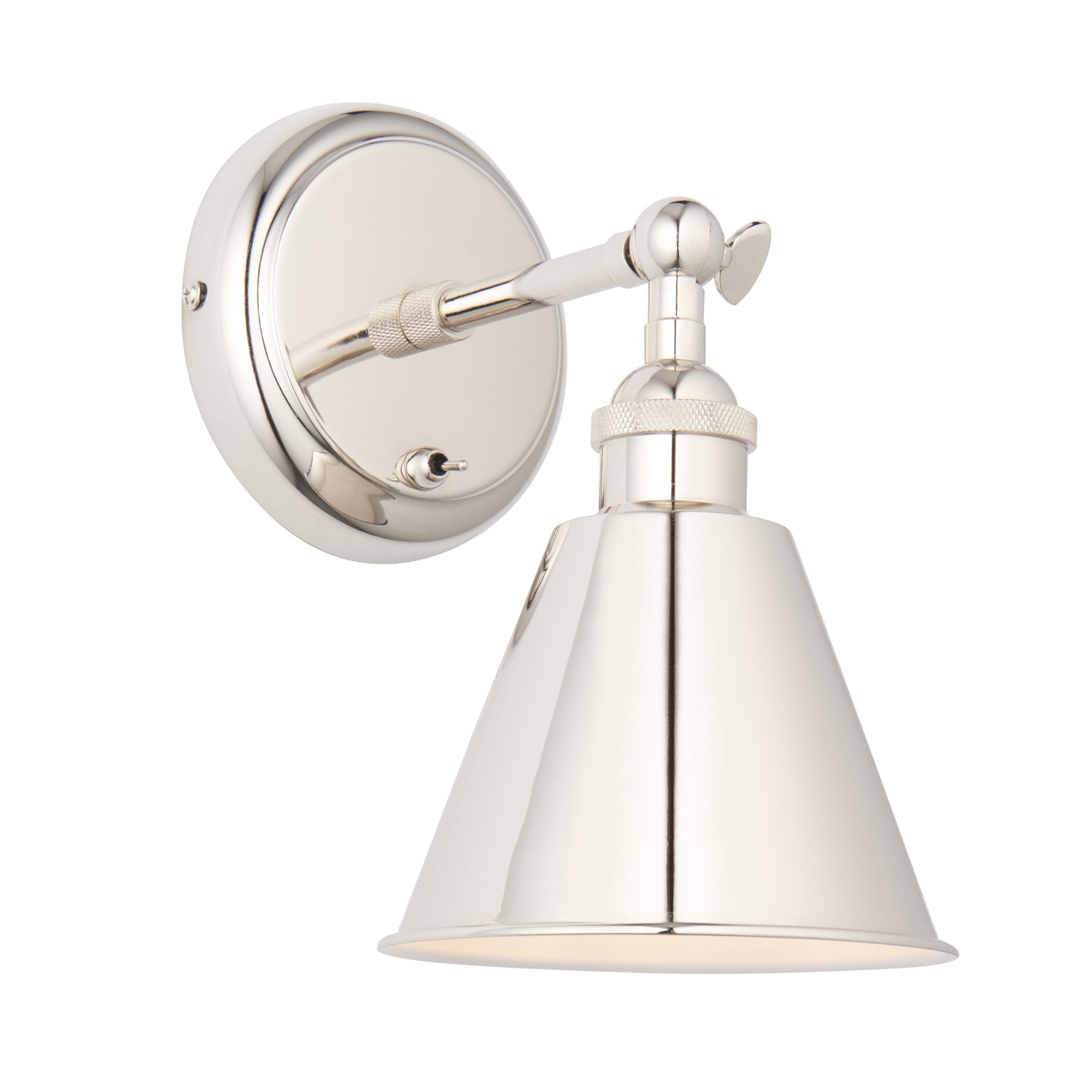 Endon Hal Single Wall Light - Bright Nickel & Satin White