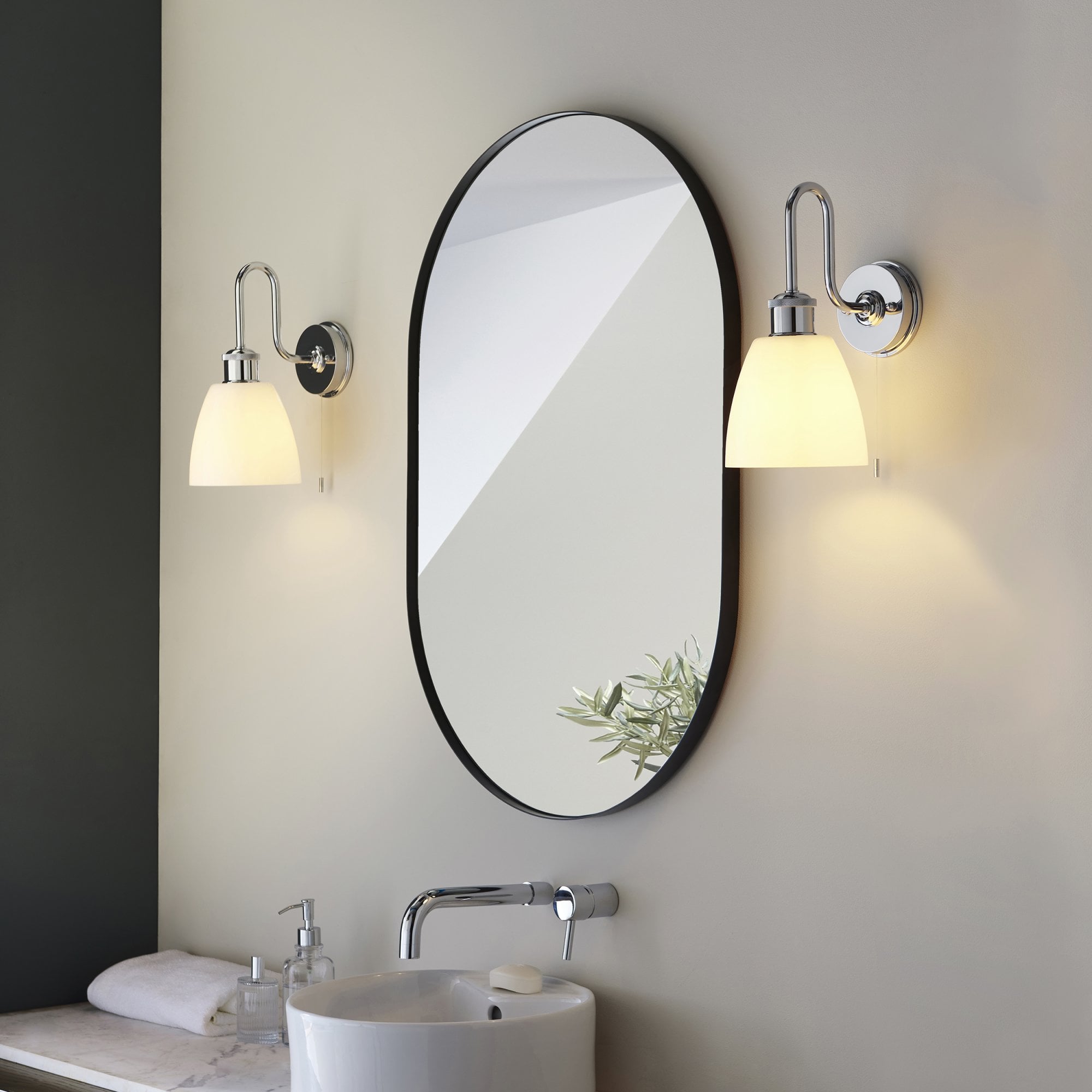 Endon Piper Single Wall Light - Opal Glass & Polished Chrome