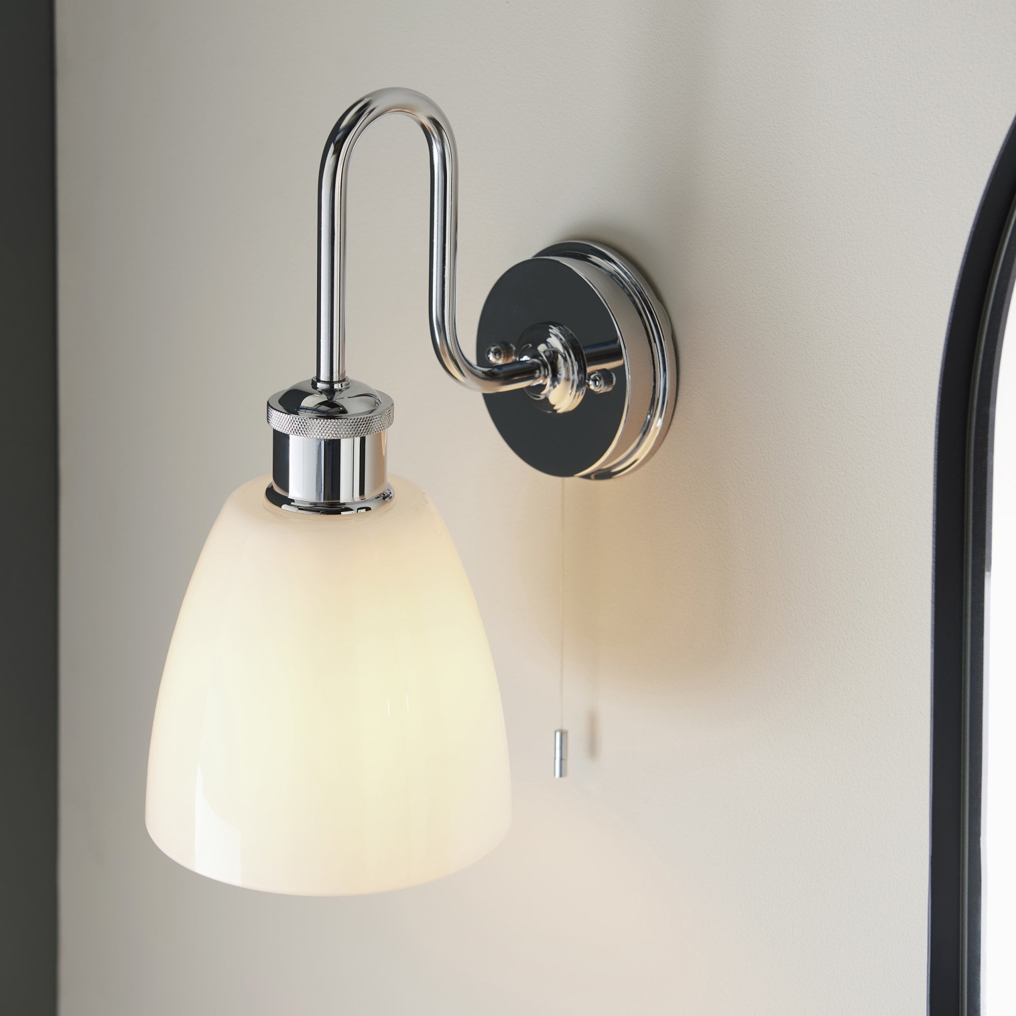 Endon Piper Single Wall Light - Opal Glass & Polished Chrome