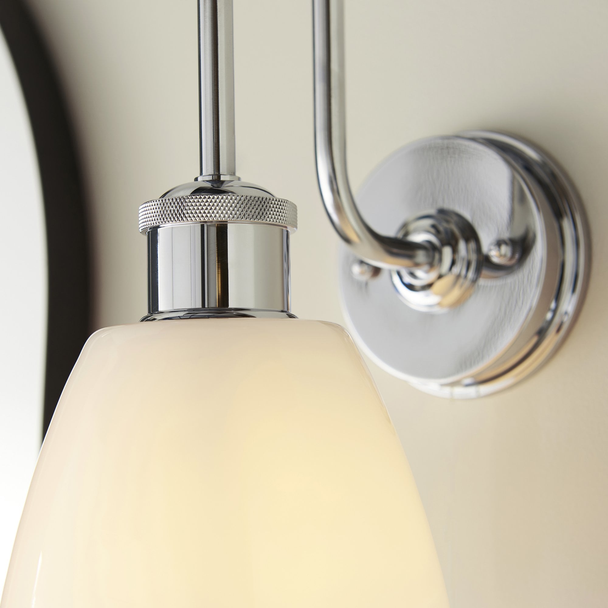 Endon Piper Single Wall Light - Opal Glass & Polished Chrome
