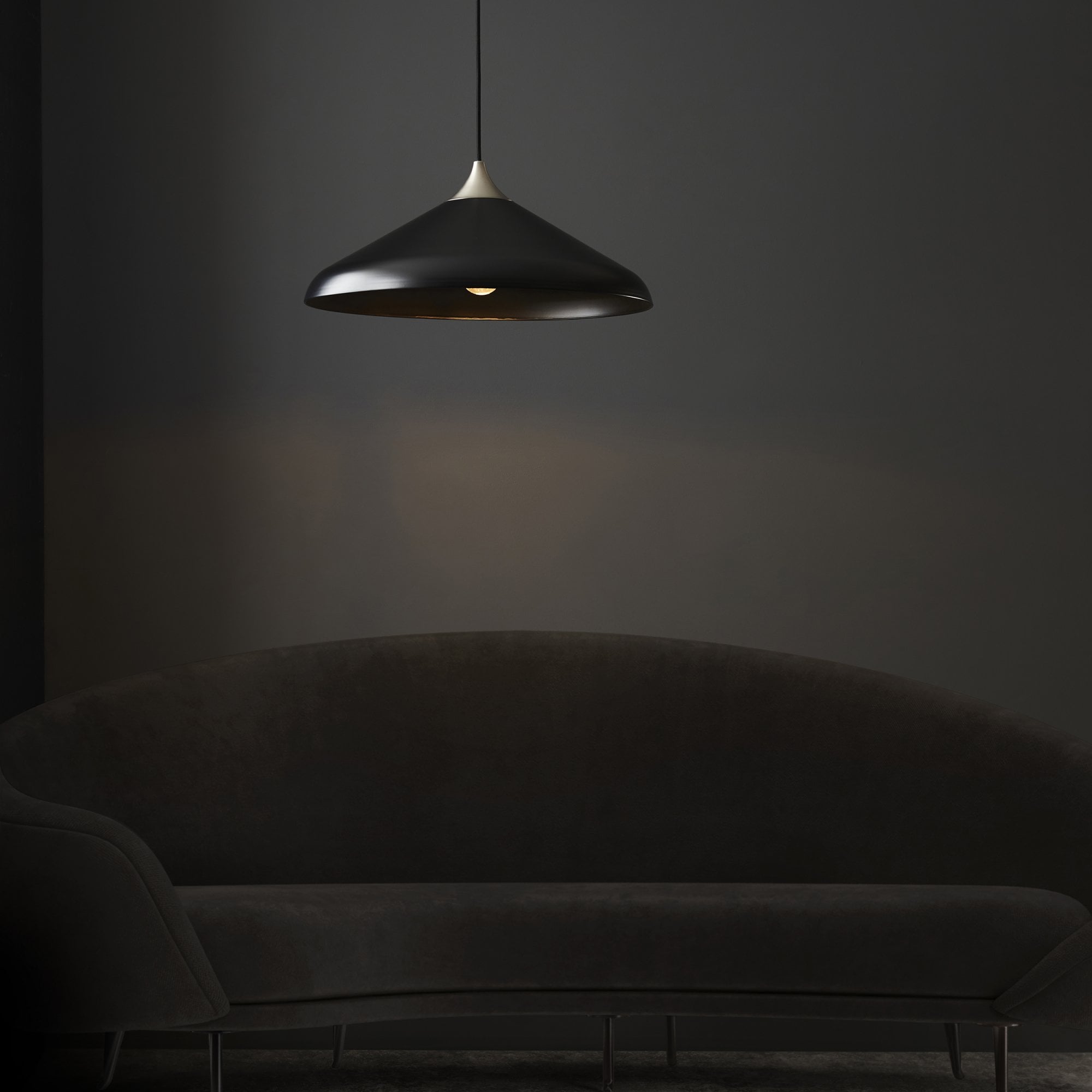 Endon Smooth Coned Ceiling Pendant Pendant - Matt Black & Matt Nickel Plate