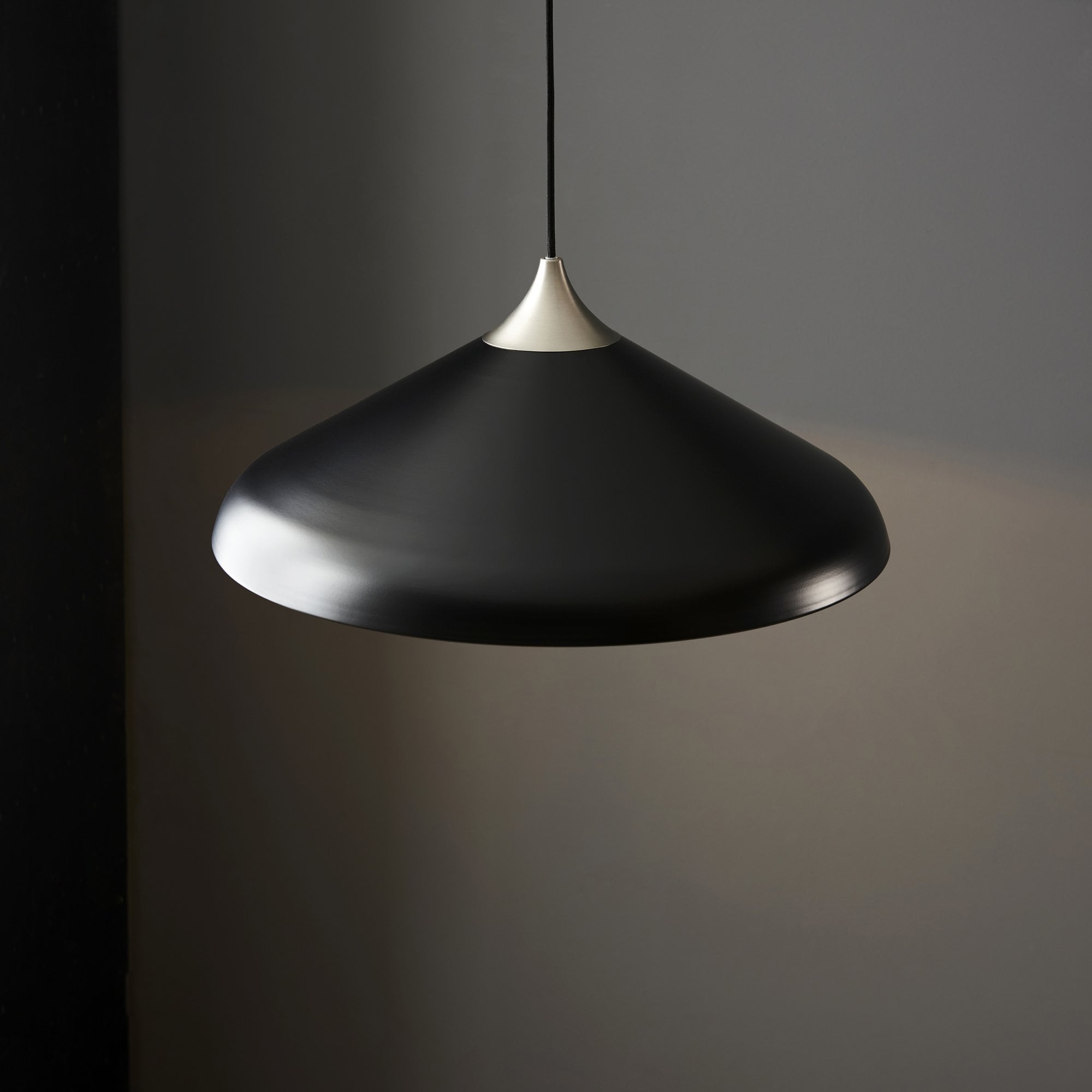 Endon Smooth Coned Ceiling Pendant Pendant - Matt Black & Matt Nickel Plate