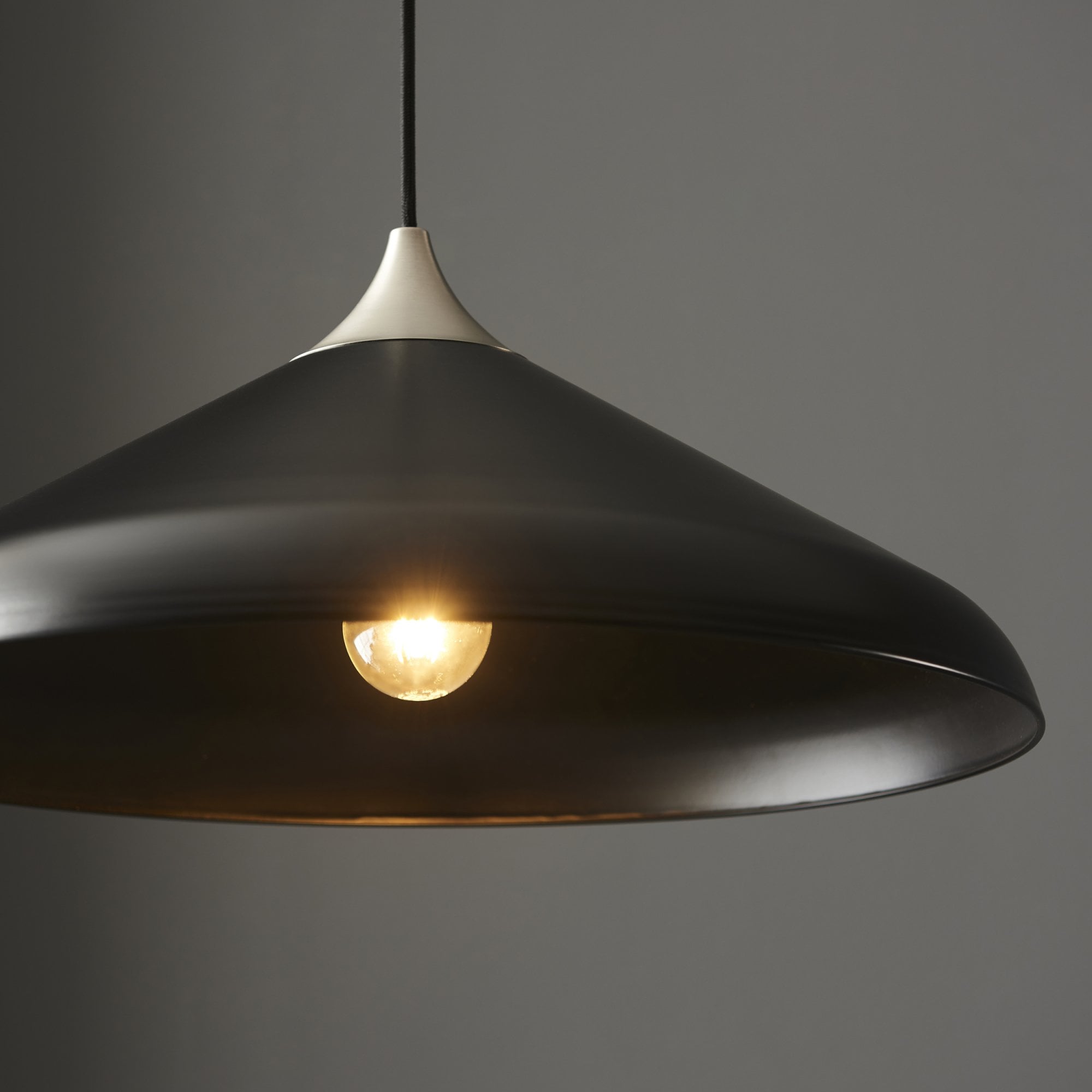 Endon Smooth Coned Ceiling Pendant Pendant - Matt Black & Matt Nickel Plate