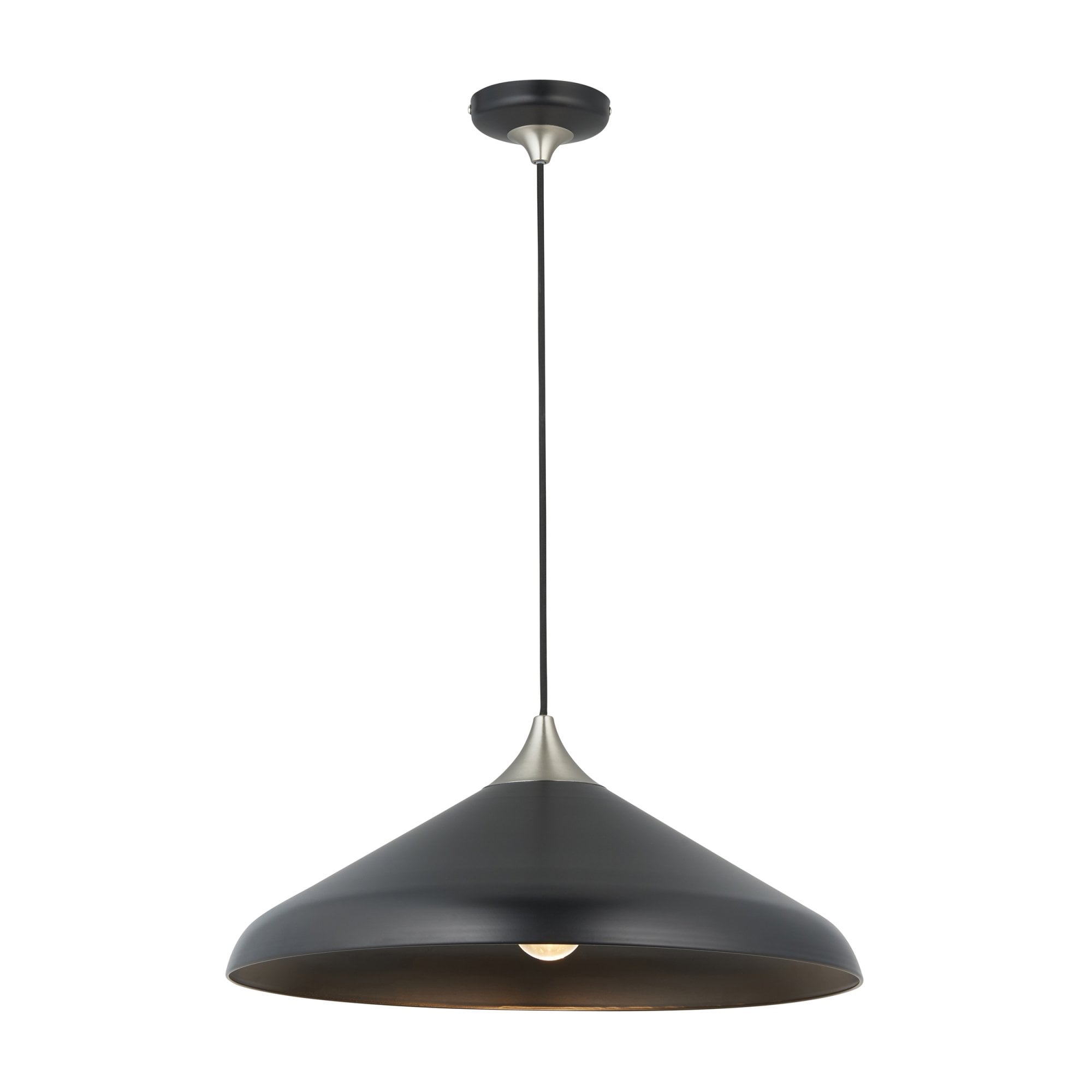 Endon Smooth Coned Ceiling Pendant Pendant - Matt Black & Matt Nickel Plate