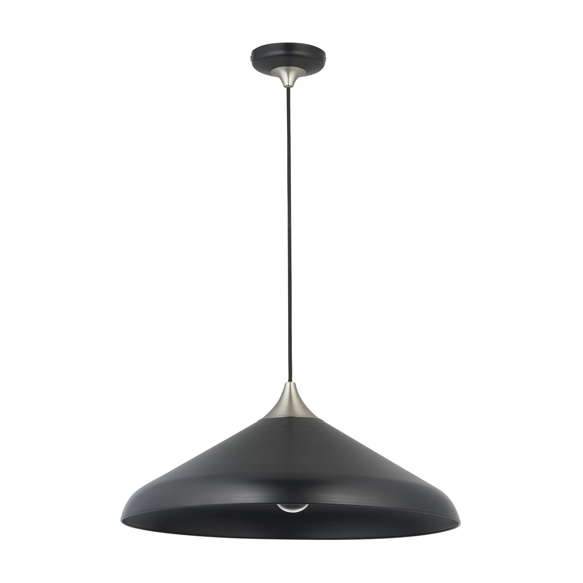 Endon Smooth Coned Ceiling Pendant Pendant - Matt Black & Matt Nickel Plate