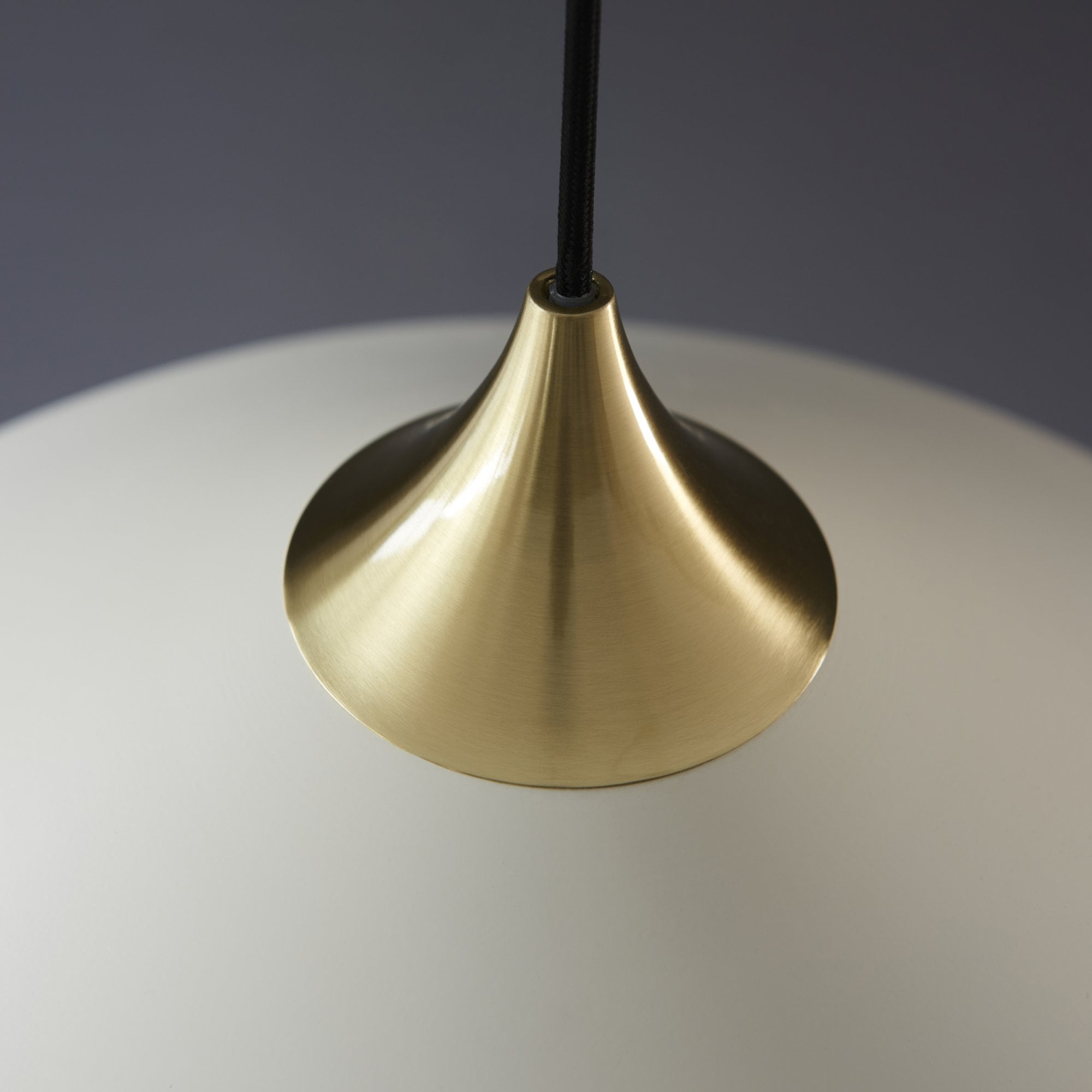 Endon Smooth Coned Ceiling Pendant - Brushed Brass Plate & Warm White