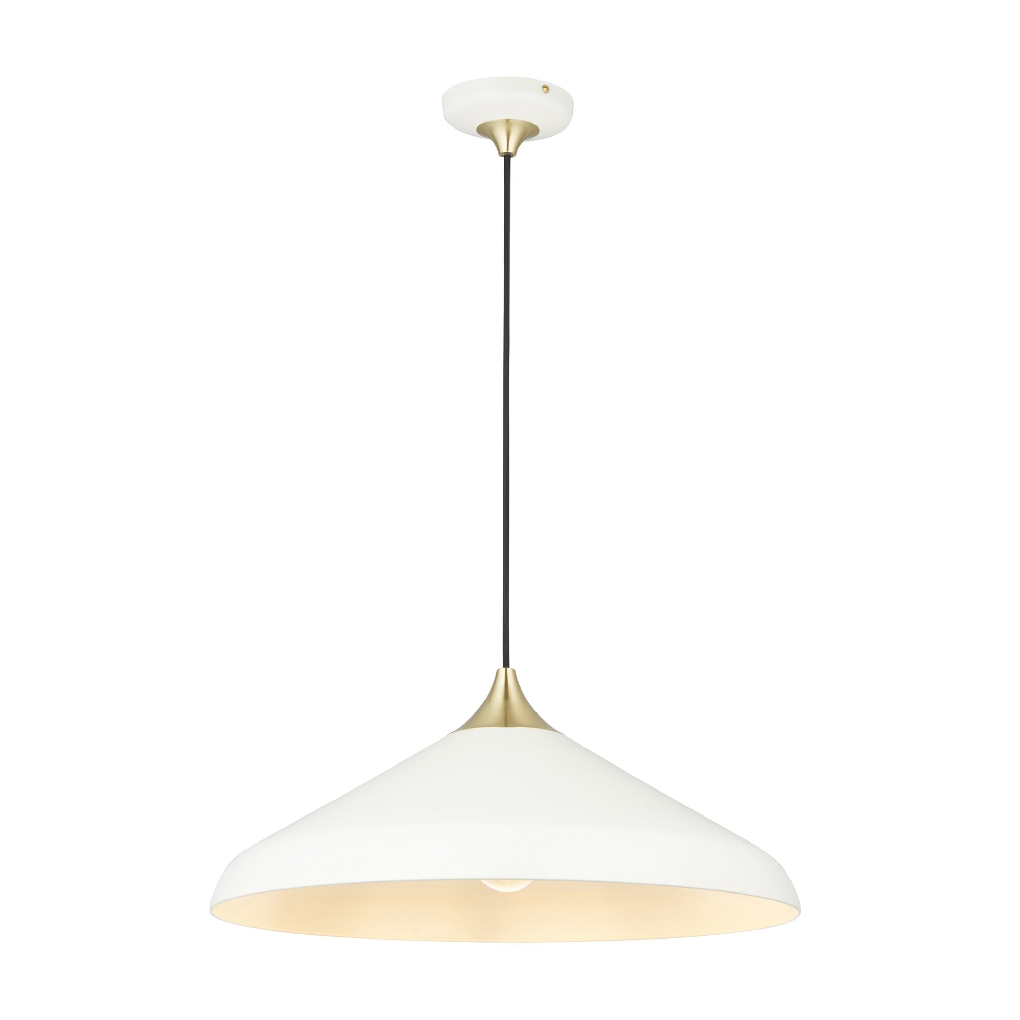 Endon Smooth Coned Ceiling Pendant - Brushed Brass Plate & Warm White
