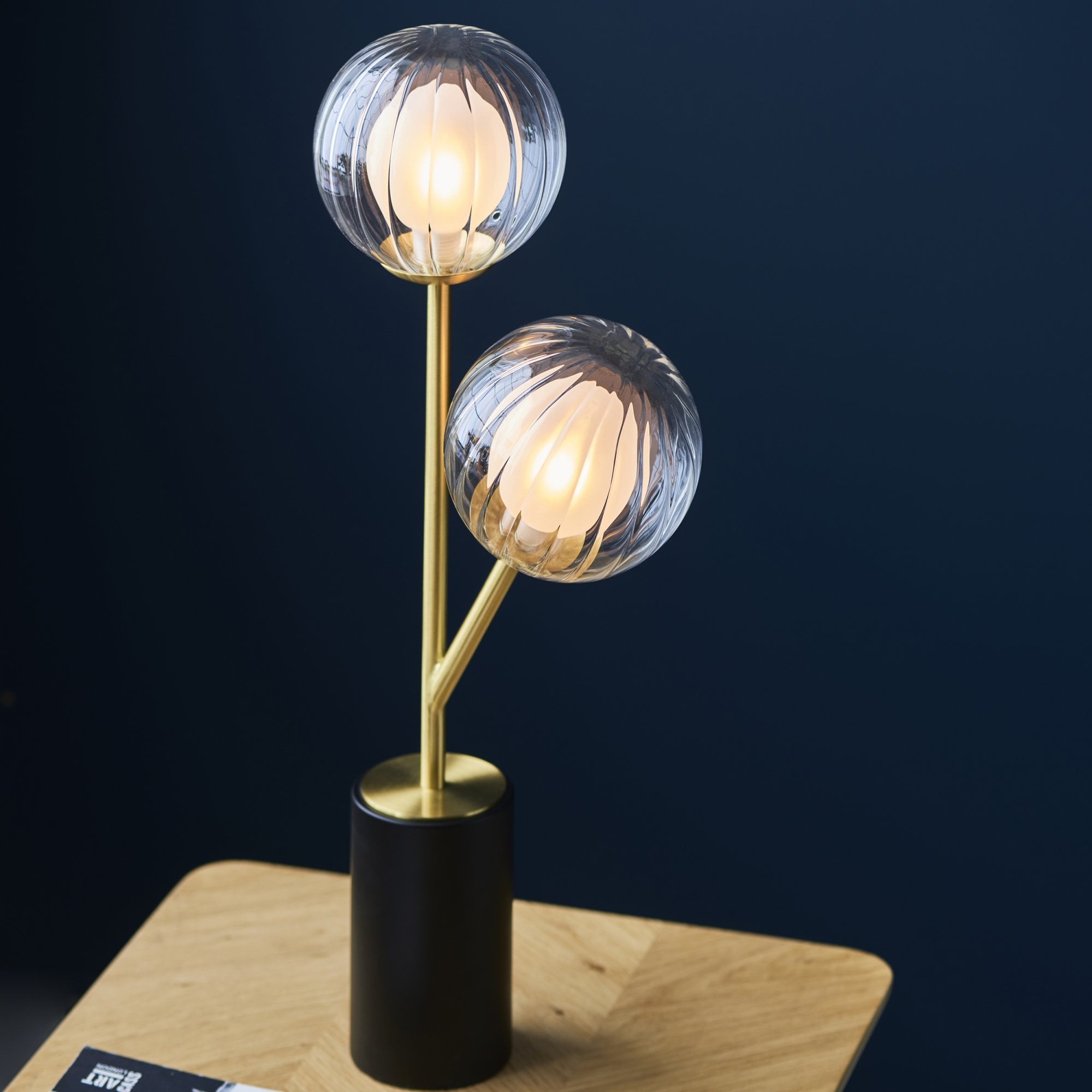 Utopia Matrix Round 2 Light Table Lamp - Satin Brass & Glass