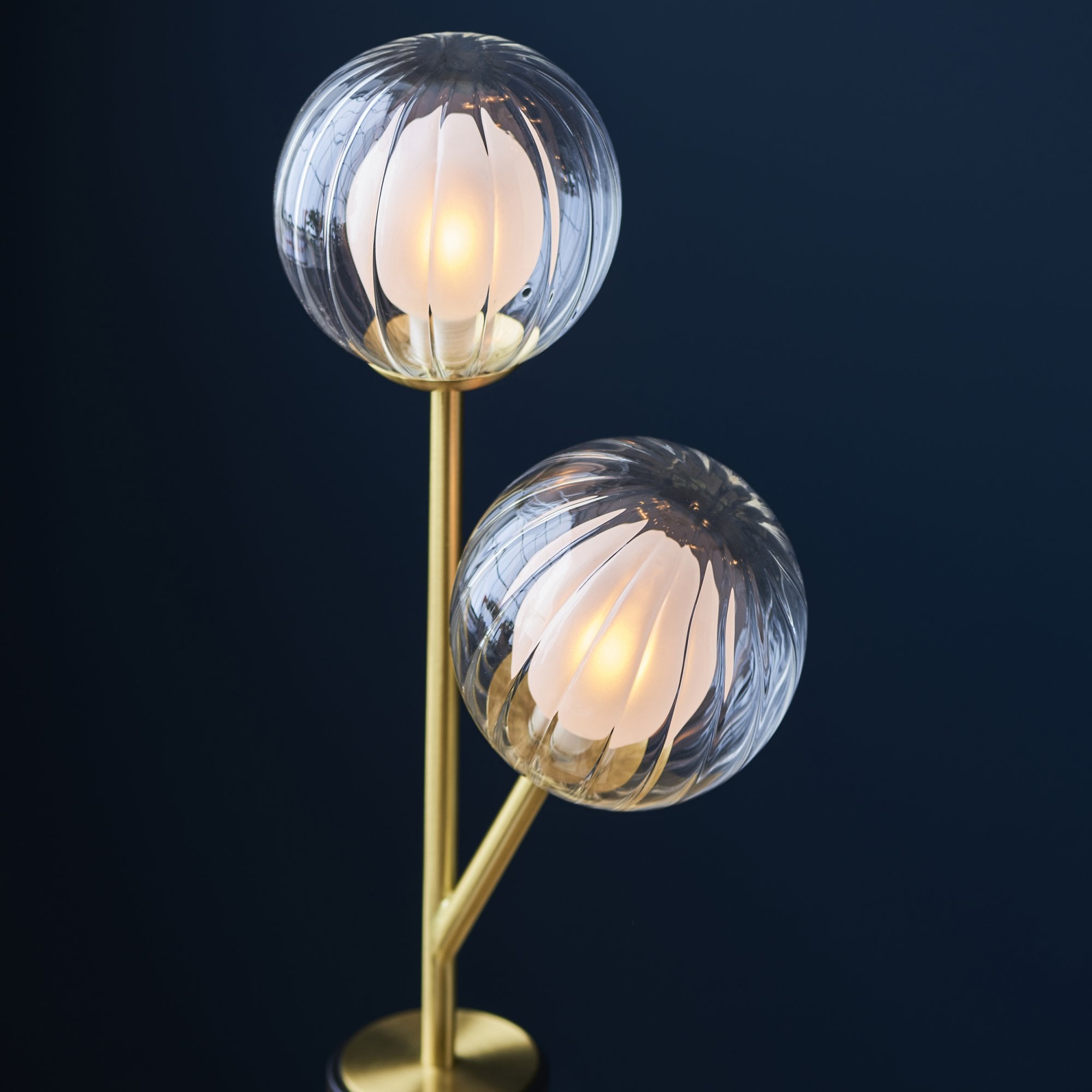 Utopia Matrix Round 2 Light Table Lamp - Satin Brass & Glass