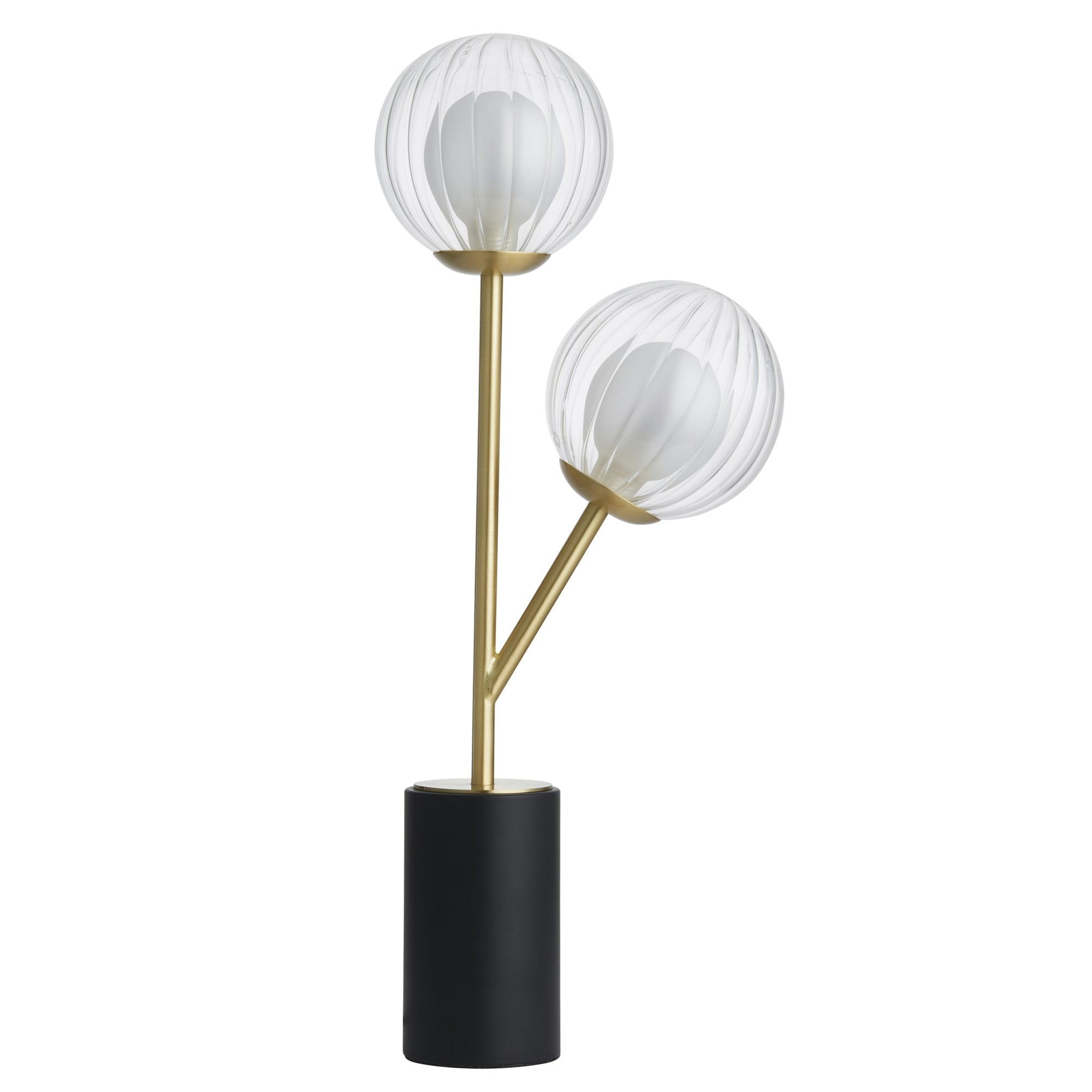 Utopia Matrix Round 2 Light Table Lamp - Satin Brass & Glass