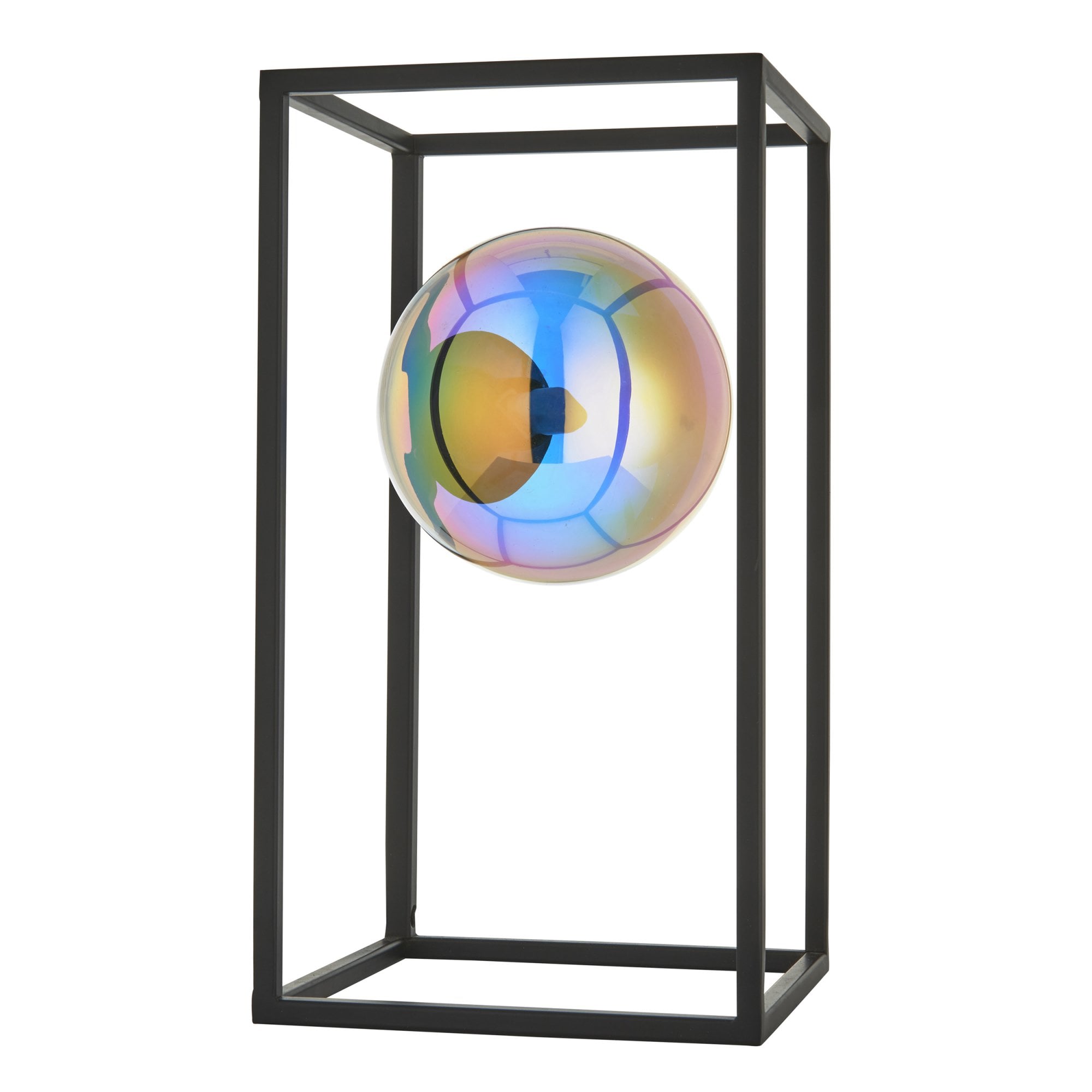 Endon Kinjo Open Frame Table Light - Matt Black & Iridescent Glass