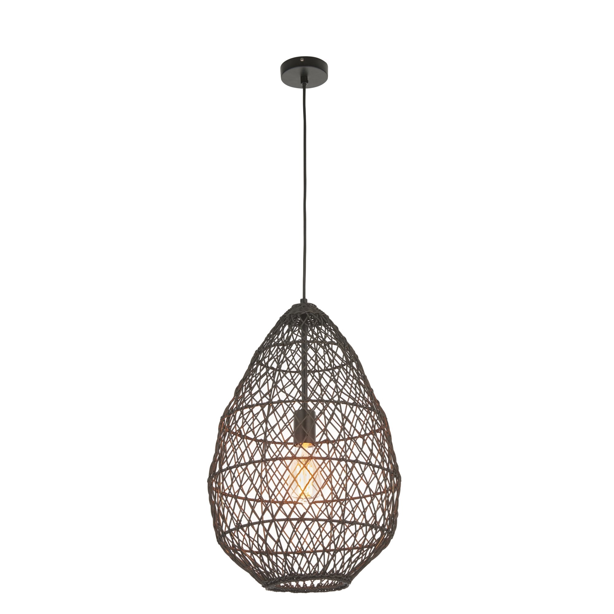 Endon Pimva Rattan Ceiling Pendant - Black