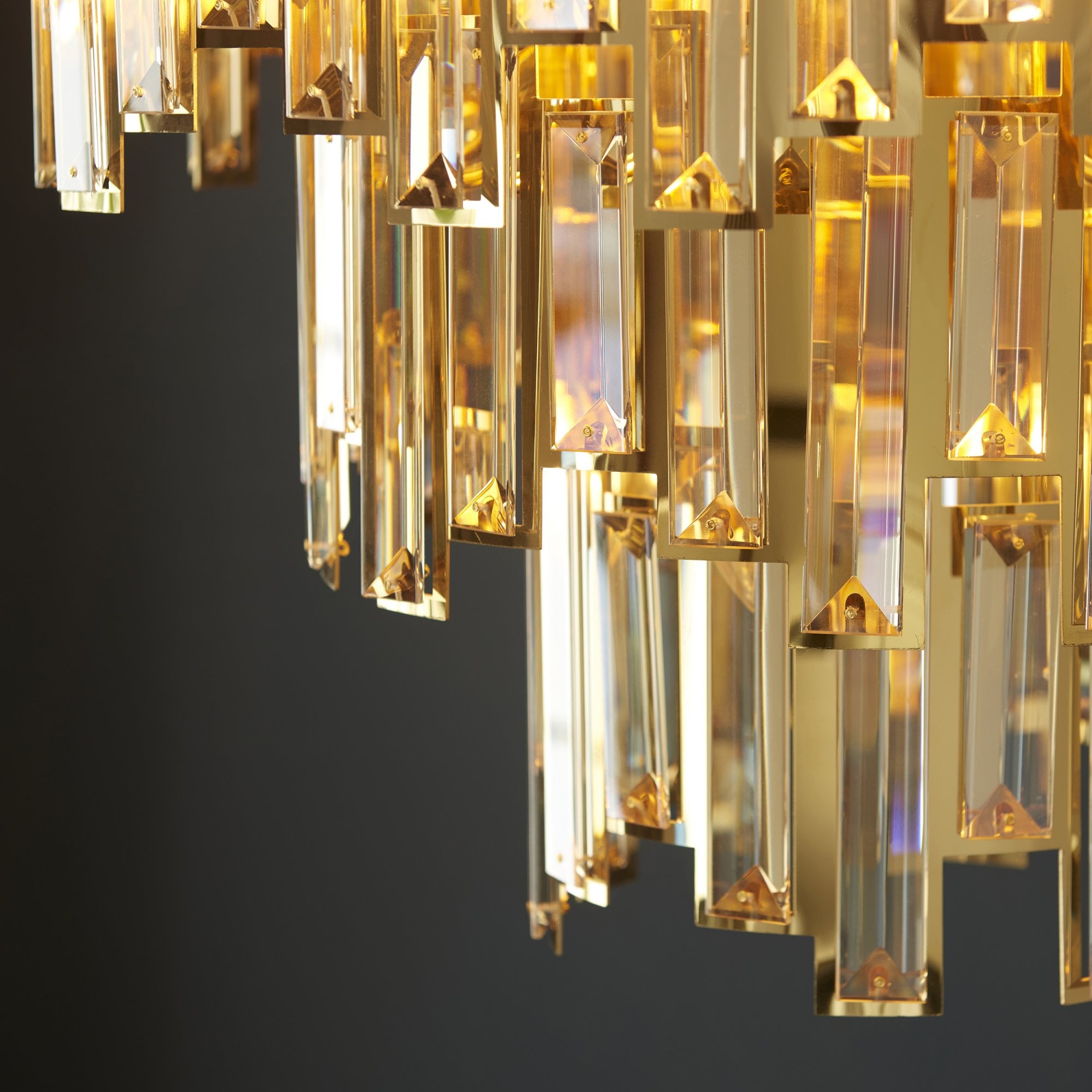 Endon Viviana 12 Light Ceiling Pendant - Champagne Crystal & Gold Plate Effect