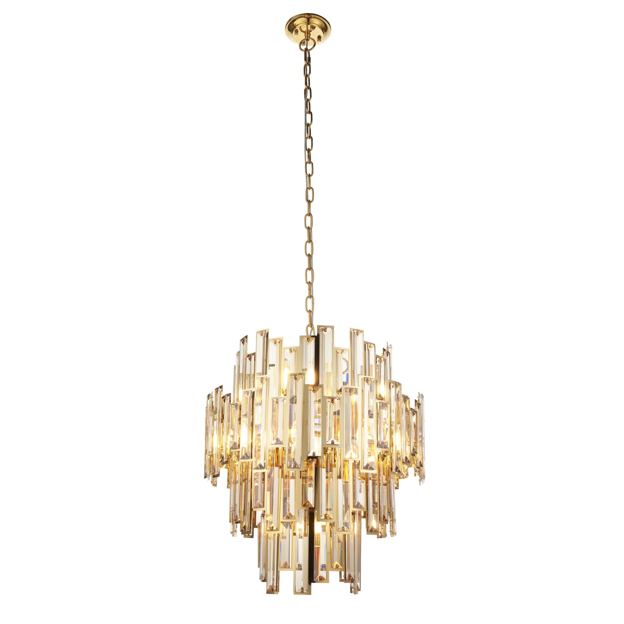 Endon Viviana 12 Light Ceiling Pendant - Champagne Crystal & Gold Plate Effect