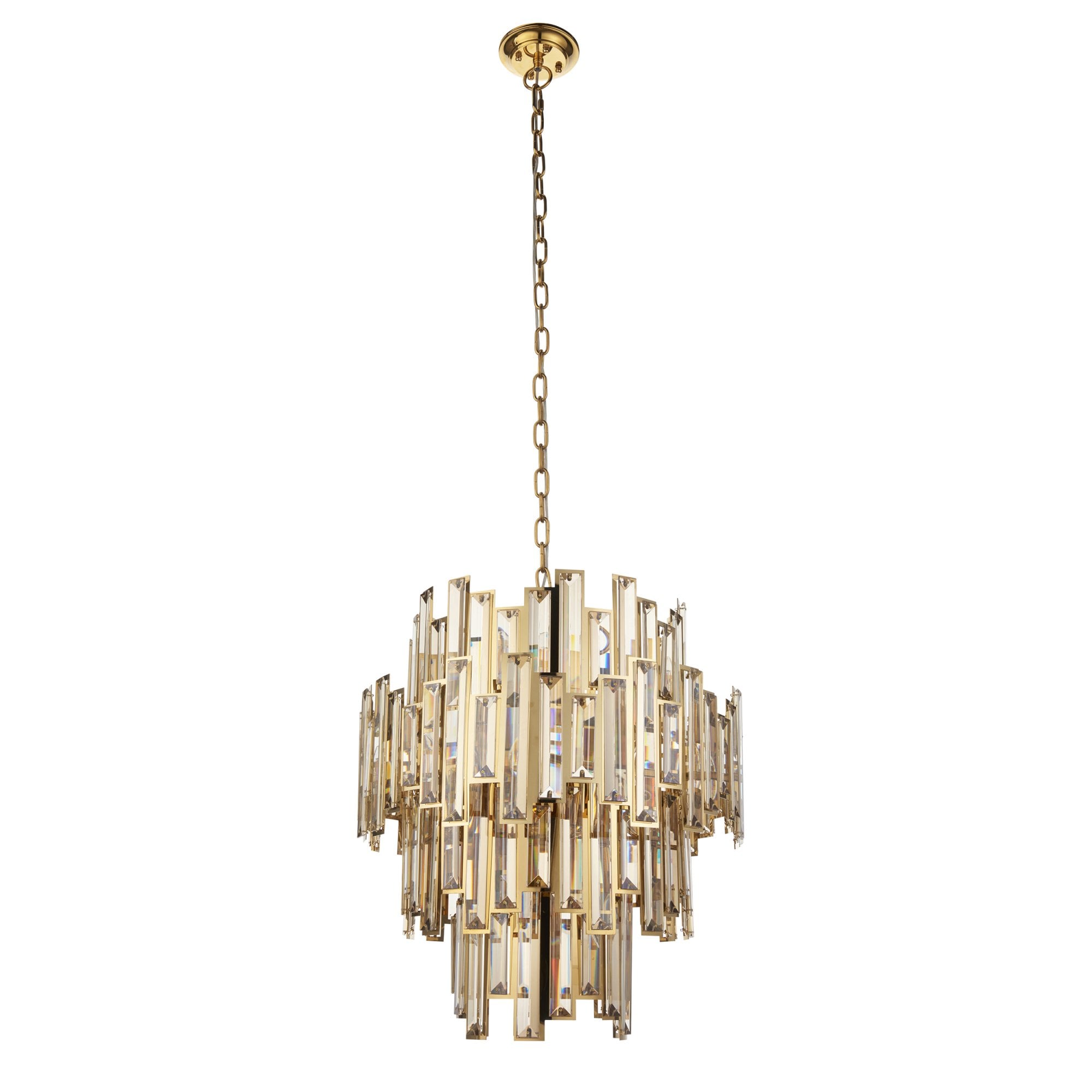 Endon Viviana 12 Light Ceiling Pendant - Champagne Crystal & Gold Plate Effect