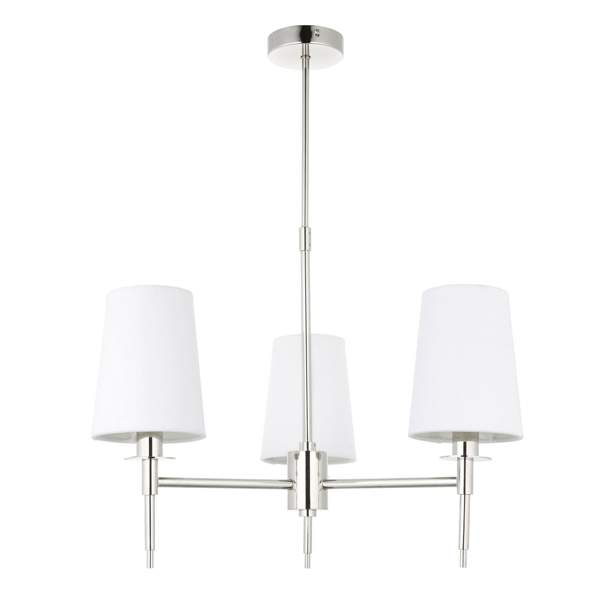 Utopia Eton 3 Light Multi Arm Pendant - Bright Nickel & Tapered Shades