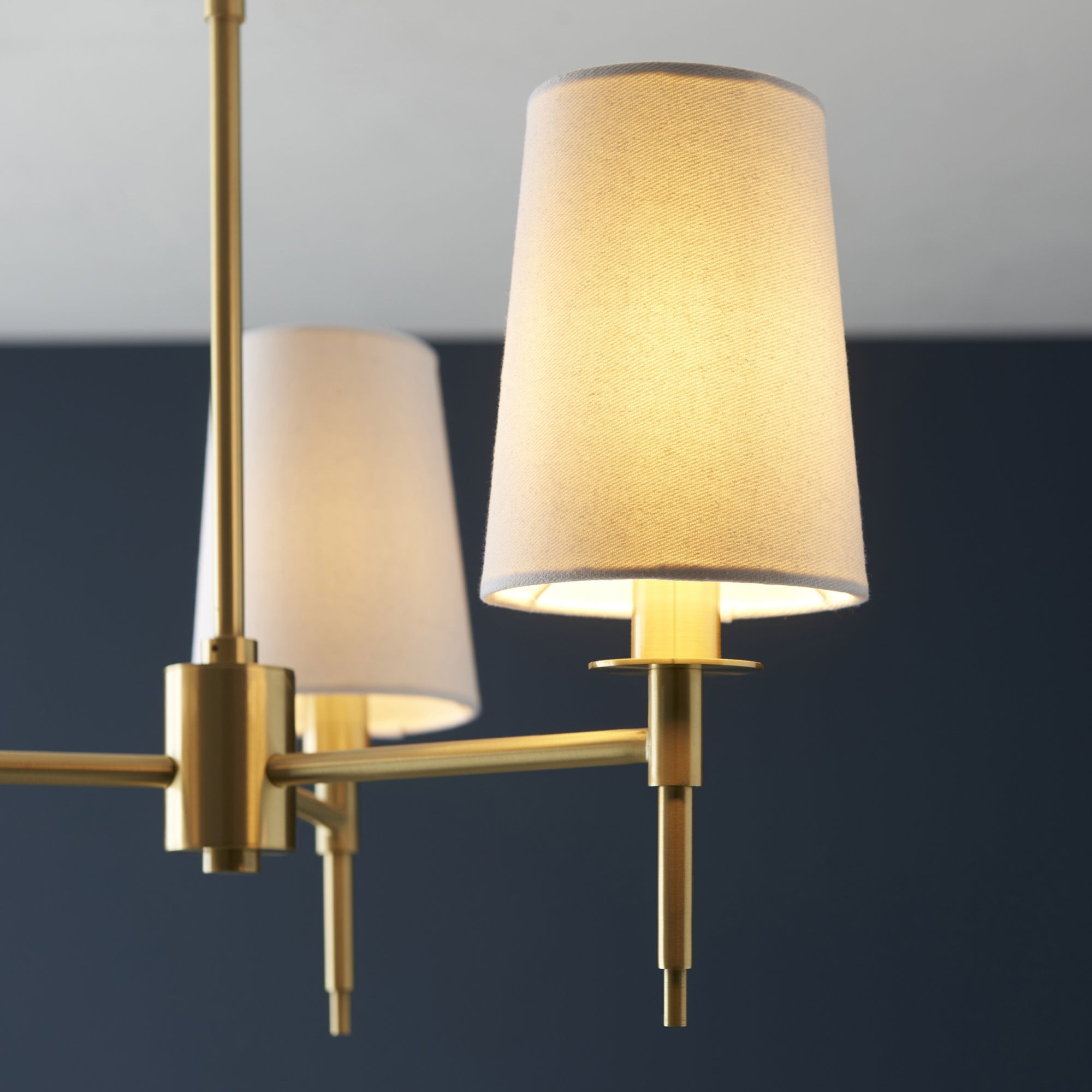 Utopia Eton 3 Light Multi Arm Pendant - Satin Brass & Tapered Shades