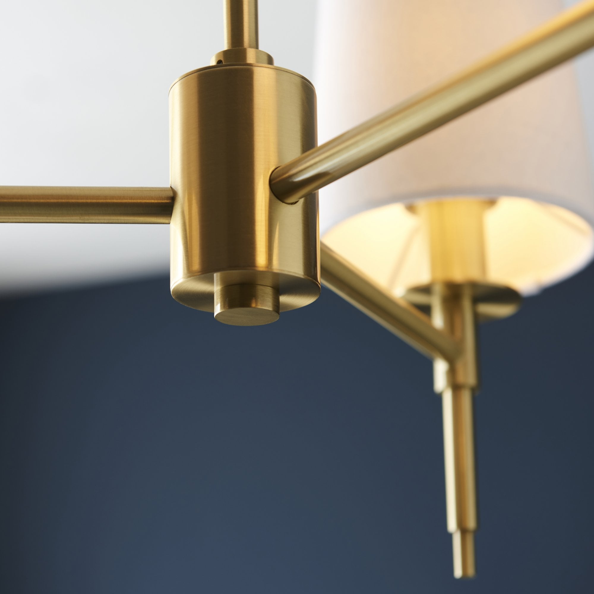 Utopia Eton 3 Light Multi Arm Pendant - Satin Brass & Tapered Shades