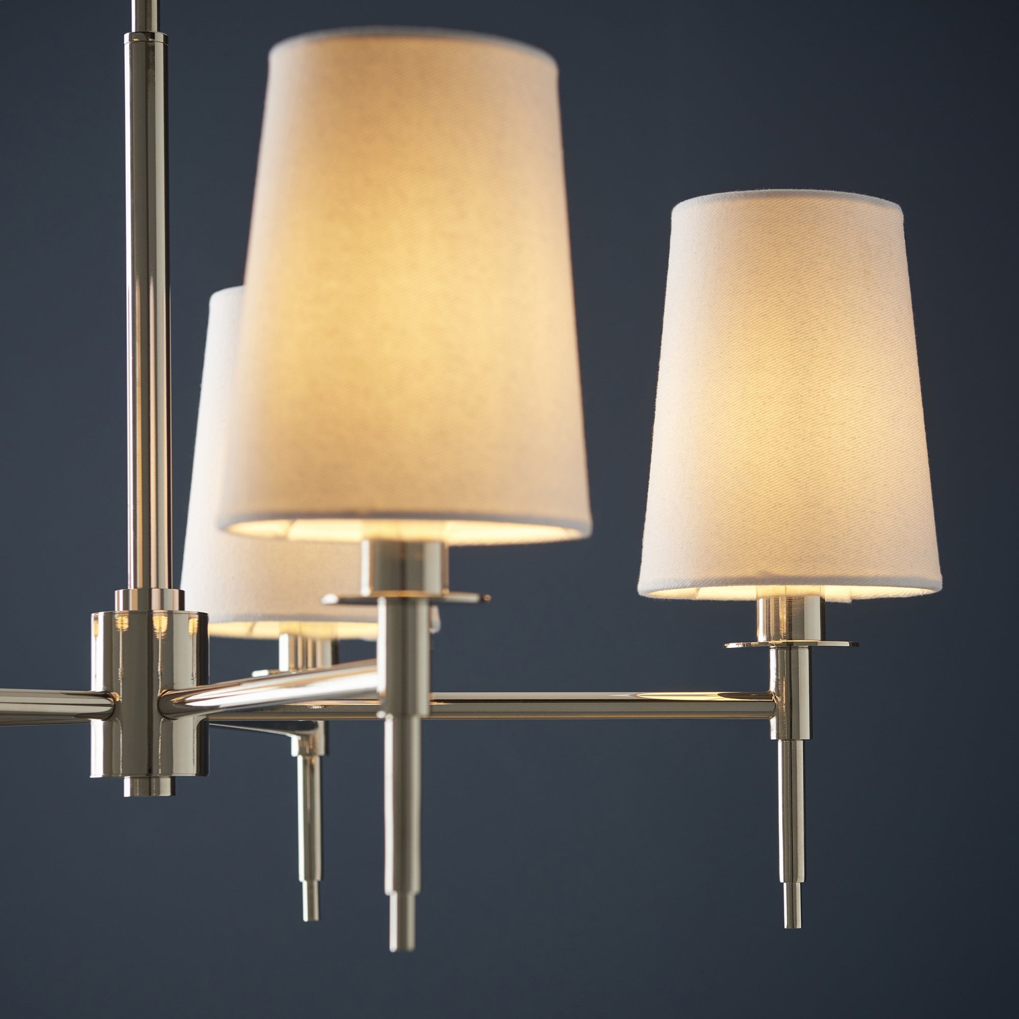 Utopia Eton 5 Light Multi Arm Pendant - Bright Nickel & Tapered Shades