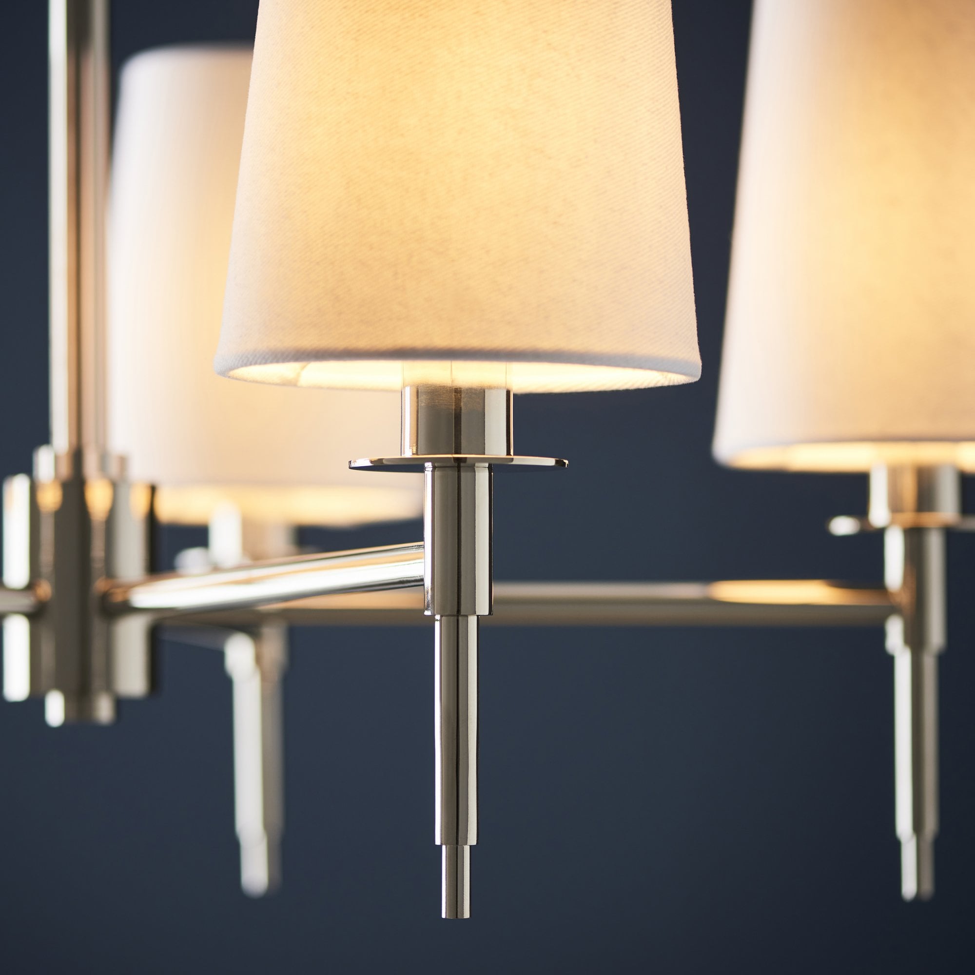 Utopia Eton 5 Light Multi Arm Pendant - Bright Nickel & Tapered Shades
