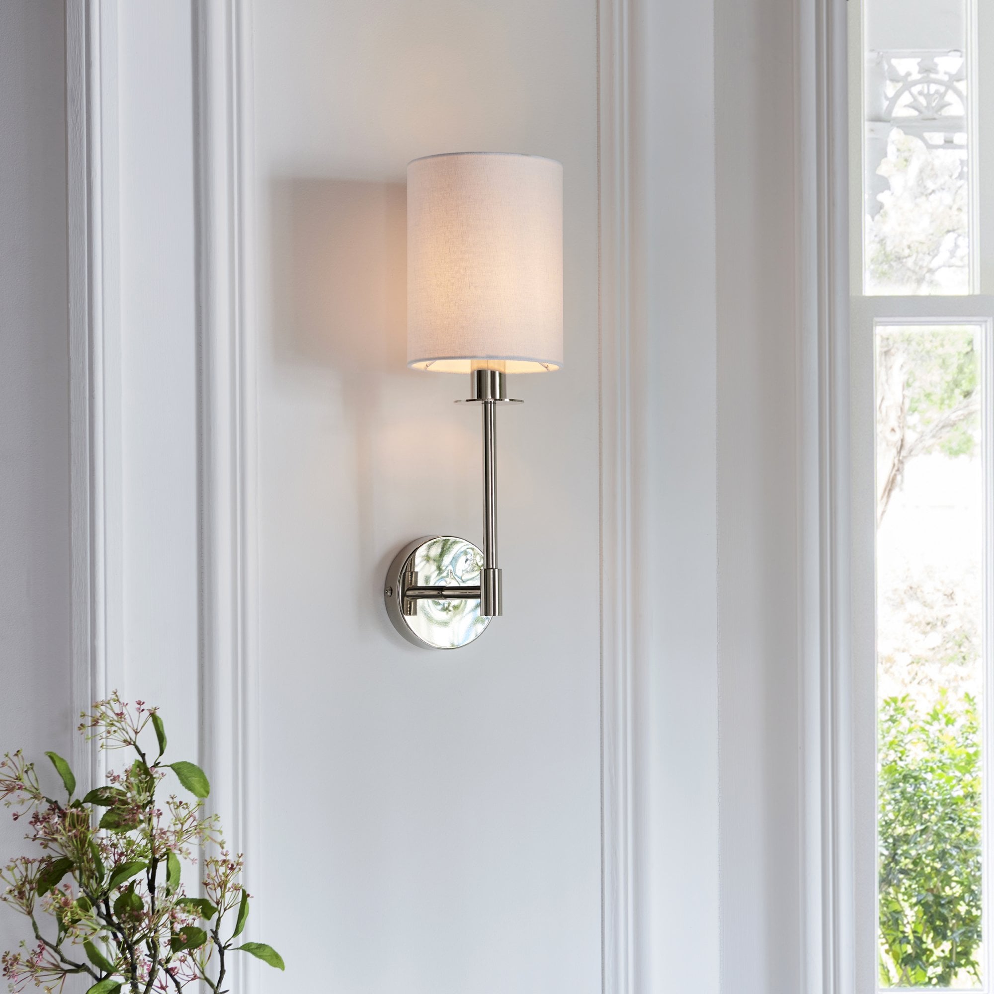 Endon Sancerre Wall Light - Bright Nickel & Cylinder Shade