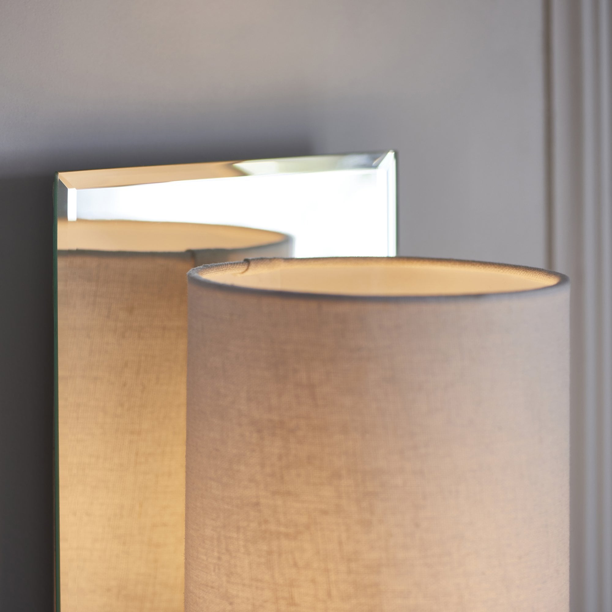 Endon Magnum Mirrored Wall Light - Bright Nickel & Vintage White Shade