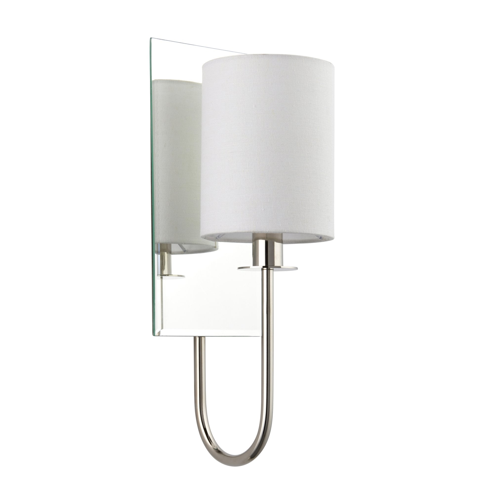 Endon Magnum Mirrored Wall Light - Bright Nickel & Vintage White Shade