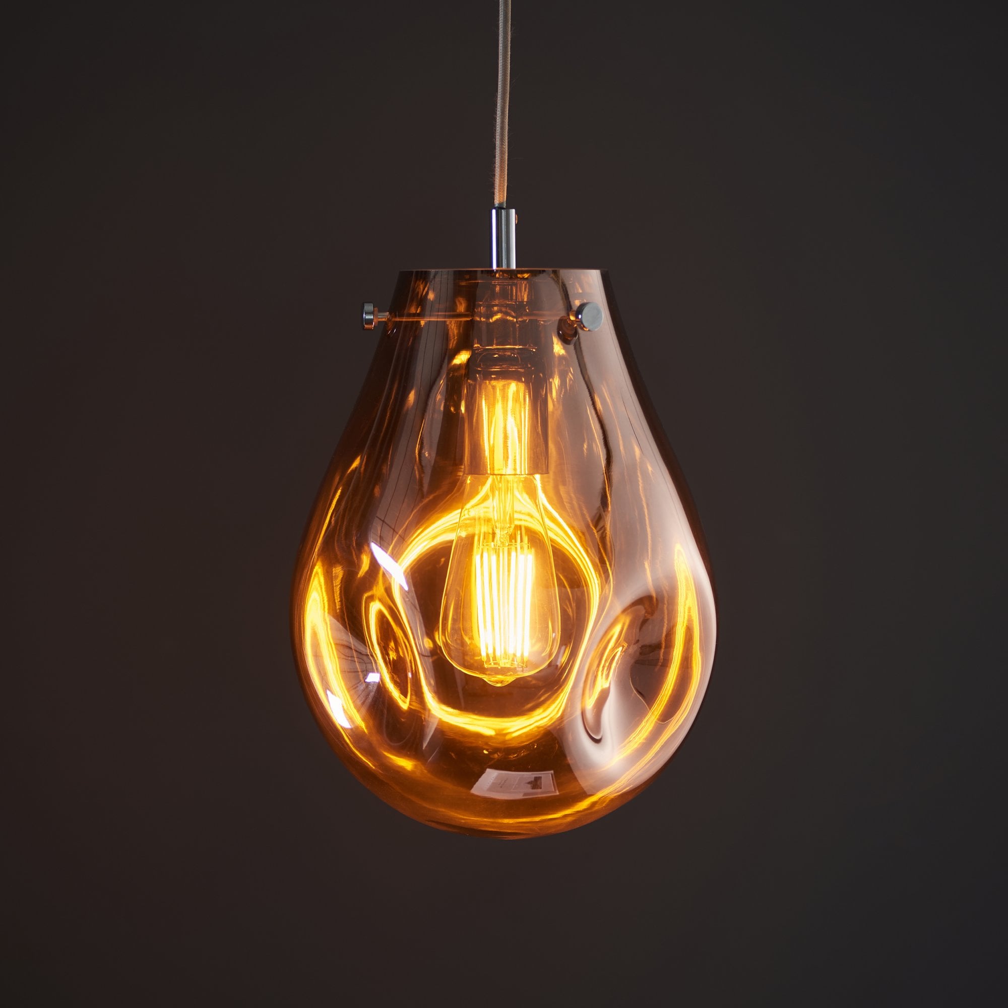Endon Dent Medium Glass Ceiling Pendant - Metallic Copper