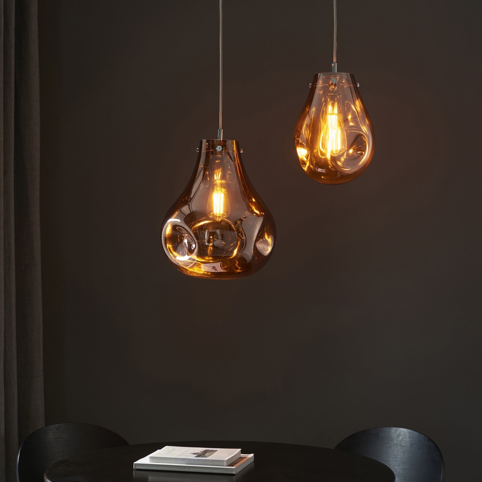 Endon Dent Medium Glass Ceiling Pendant - Metallic Copper