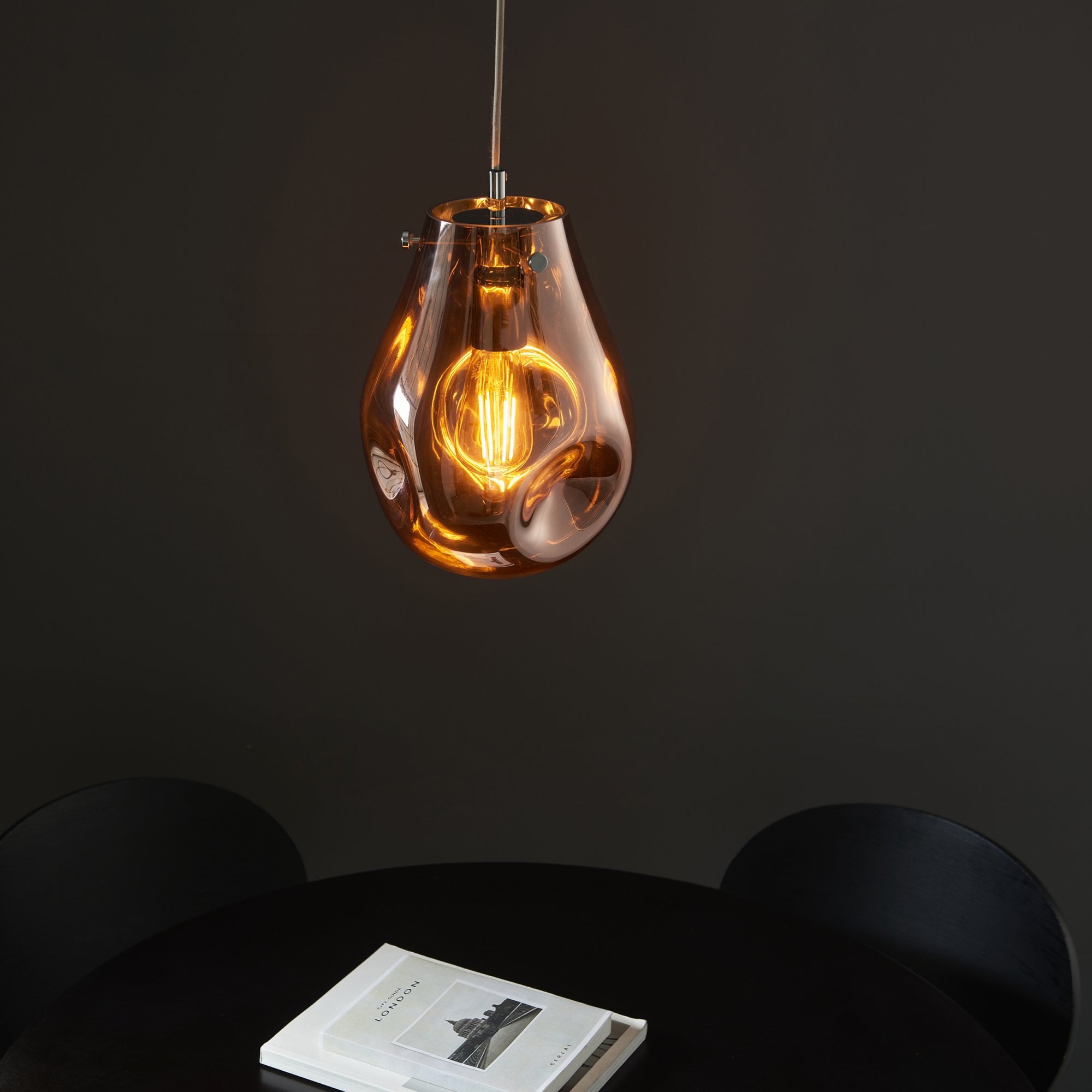 Endon Dent Medium Glass Ceiling Pendant - Metallic Copper