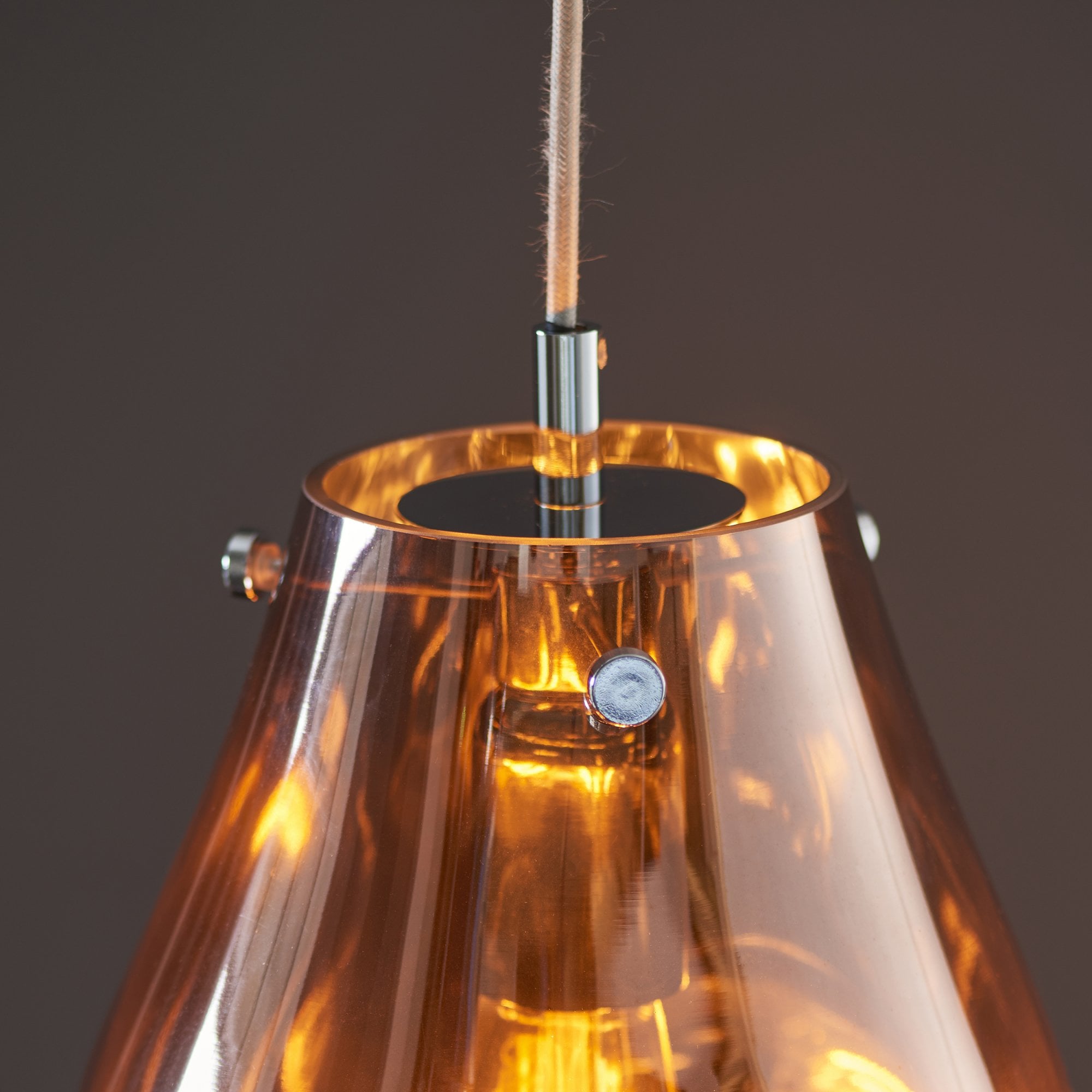 Endon Dent Medium Glass Ceiling Pendant - Metallic Copper