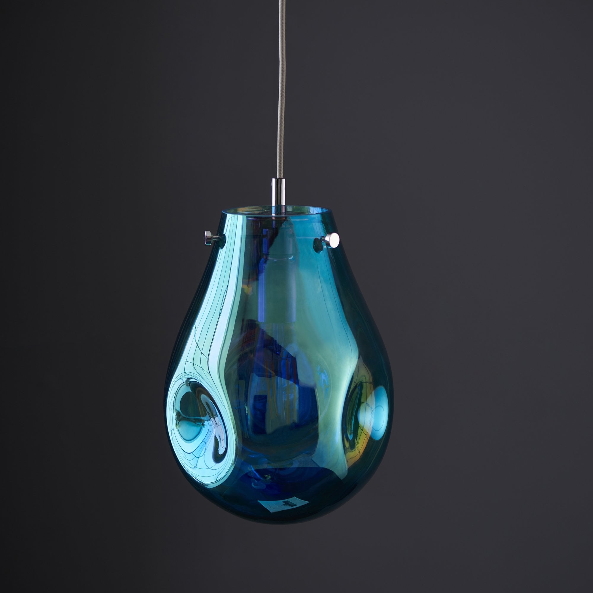 Endon Dent Medium Glass Ceiling Pendant - Metallic Petrol