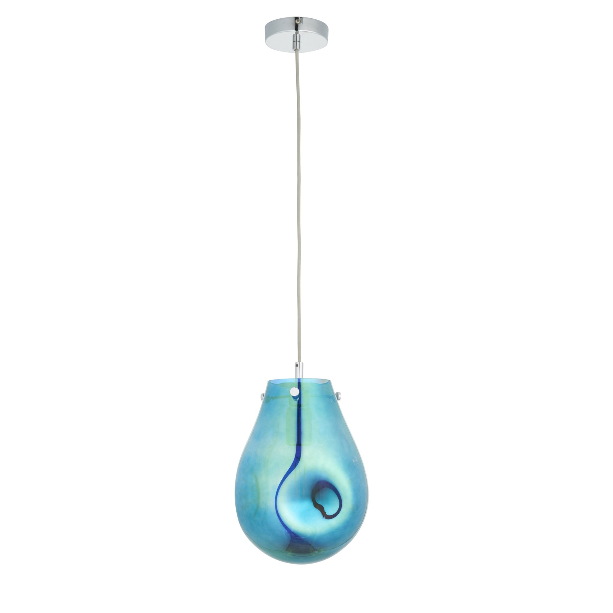 Endon Dent Medium Glass Ceiling Pendant - Metallic Petrol