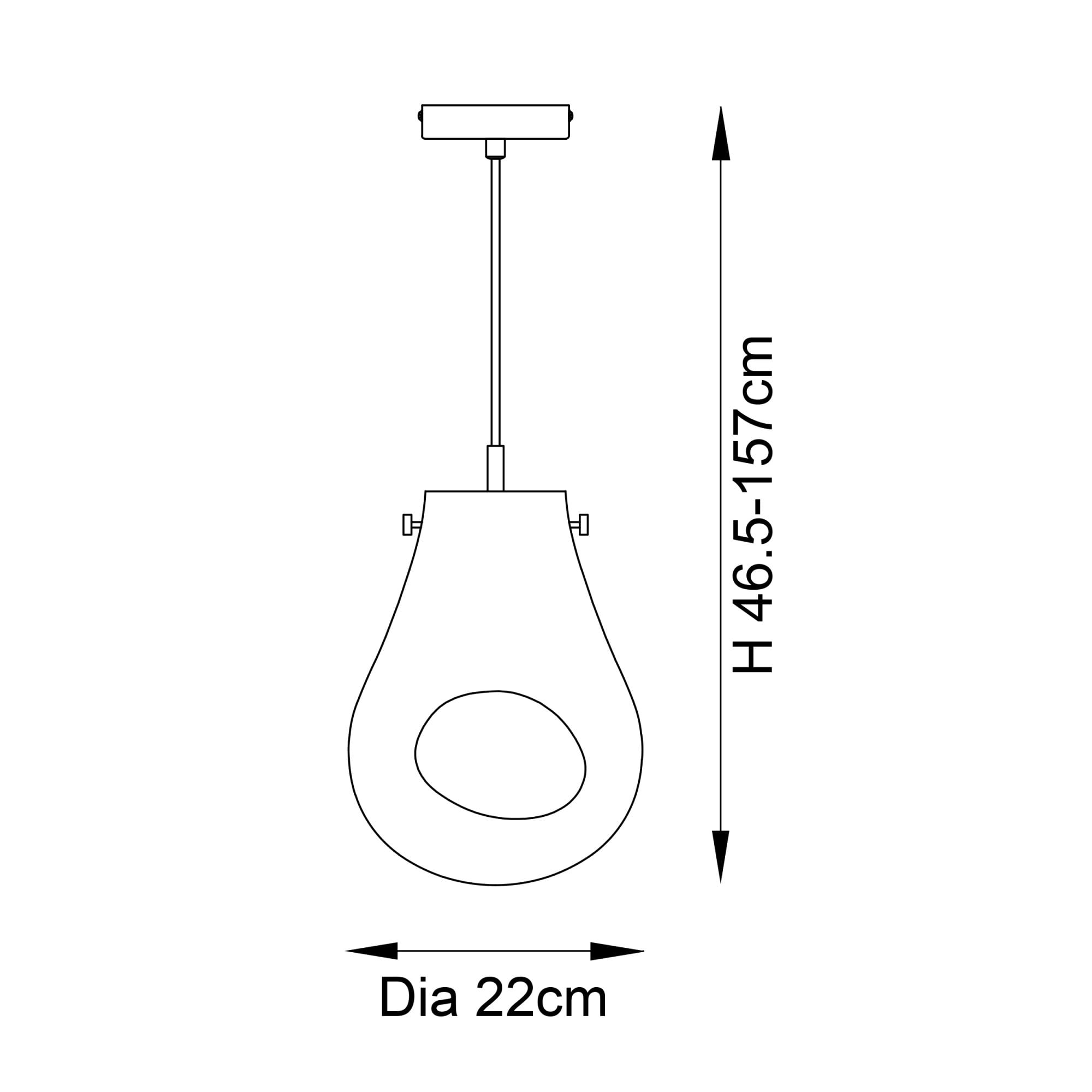Endon Dent Medium Glass Ceiling Pendant - Metallic Petrol