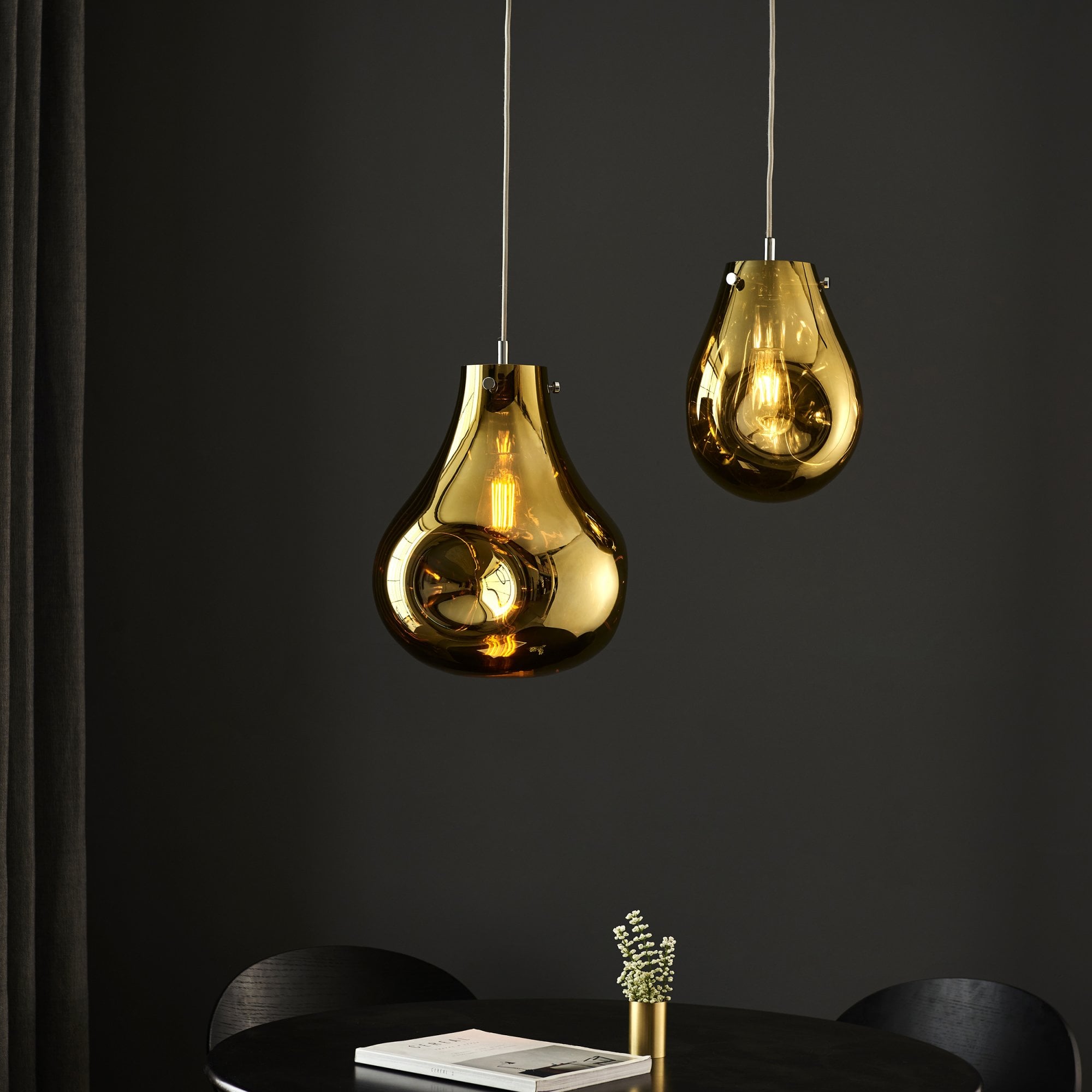 Endon Dent Medium Glass Ceiling Pendant - Metallic Gold
