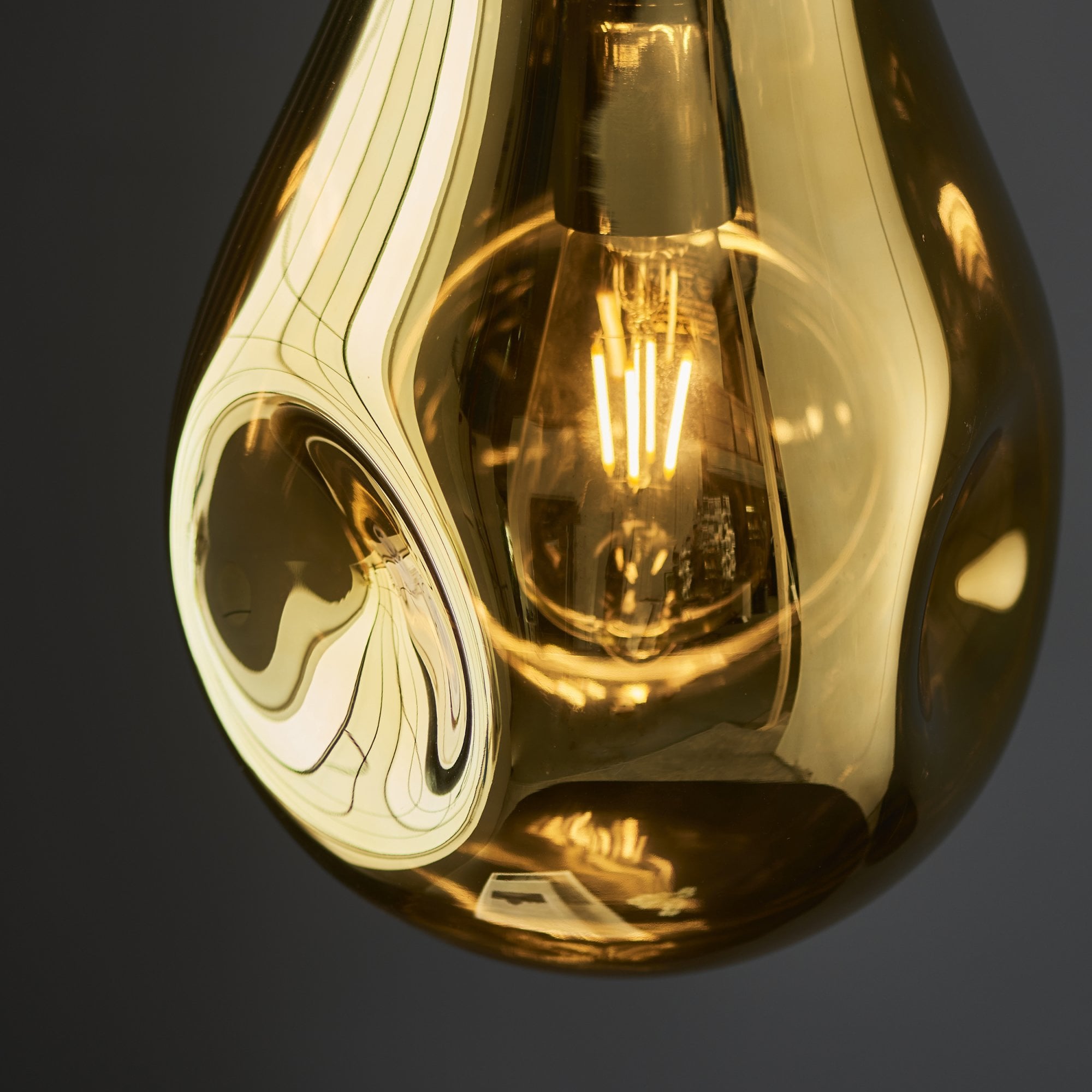Endon Dent Medium Glass Ceiling Pendant - Metallic Gold