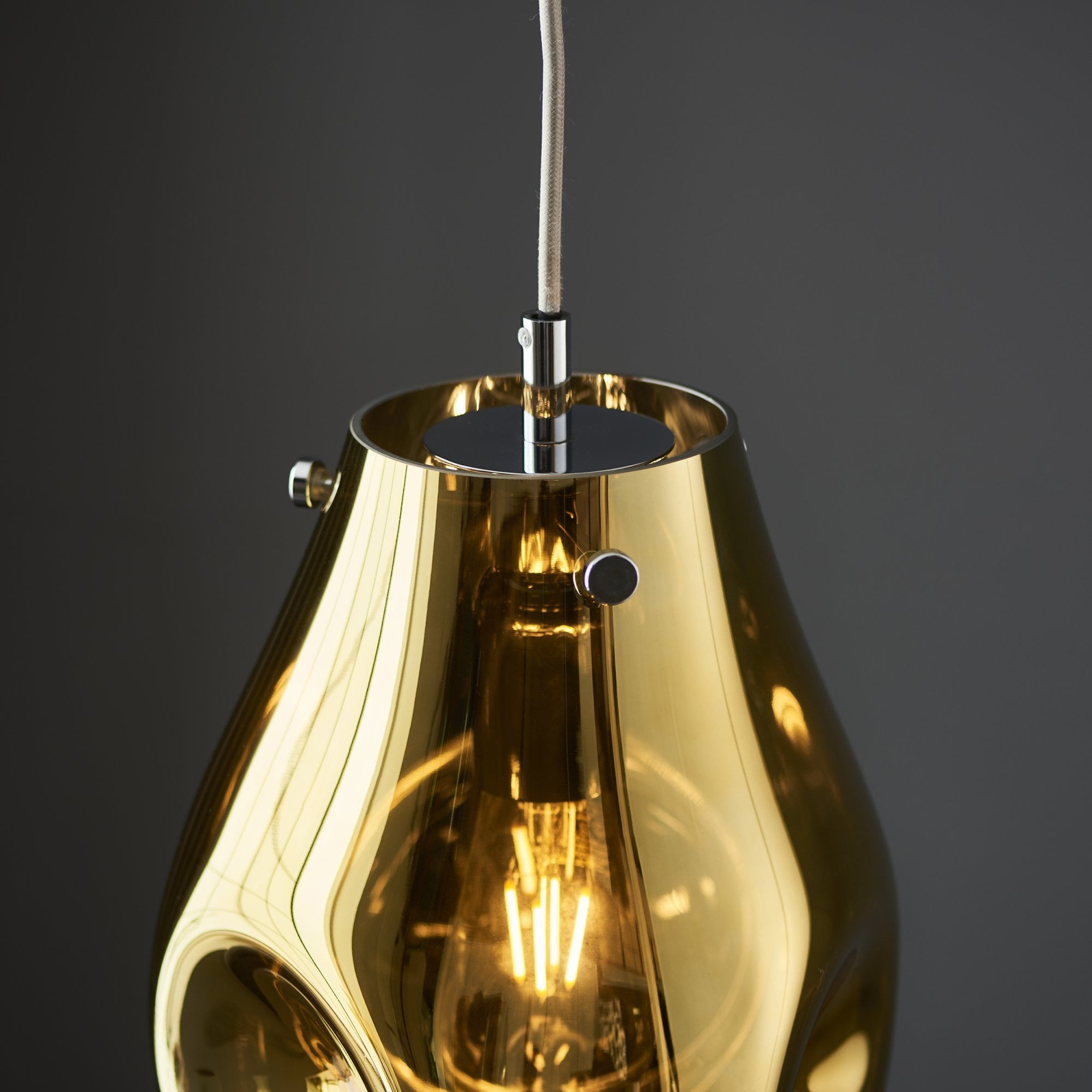 Endon Dent Medium Glass Ceiling Pendant - Metallic Gold